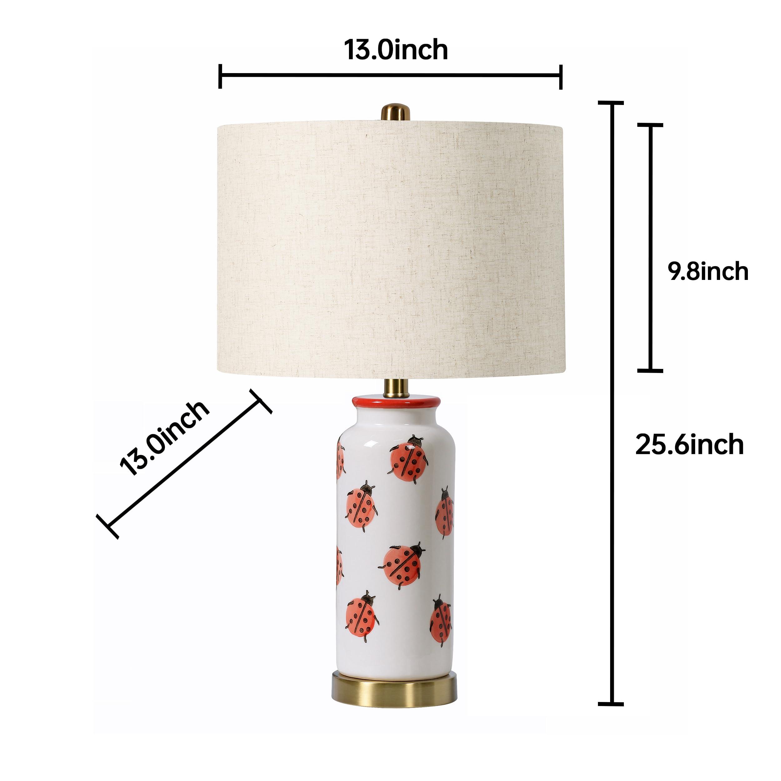 JJDQB Table Lamp for Bedside - 3 Way Dimmable Ceramic Lamps with USB Charging Ports and AC Outlet Portable Desk Lamps with Linen Shade for Living Room,Office,Dorm（24326） - Image 3