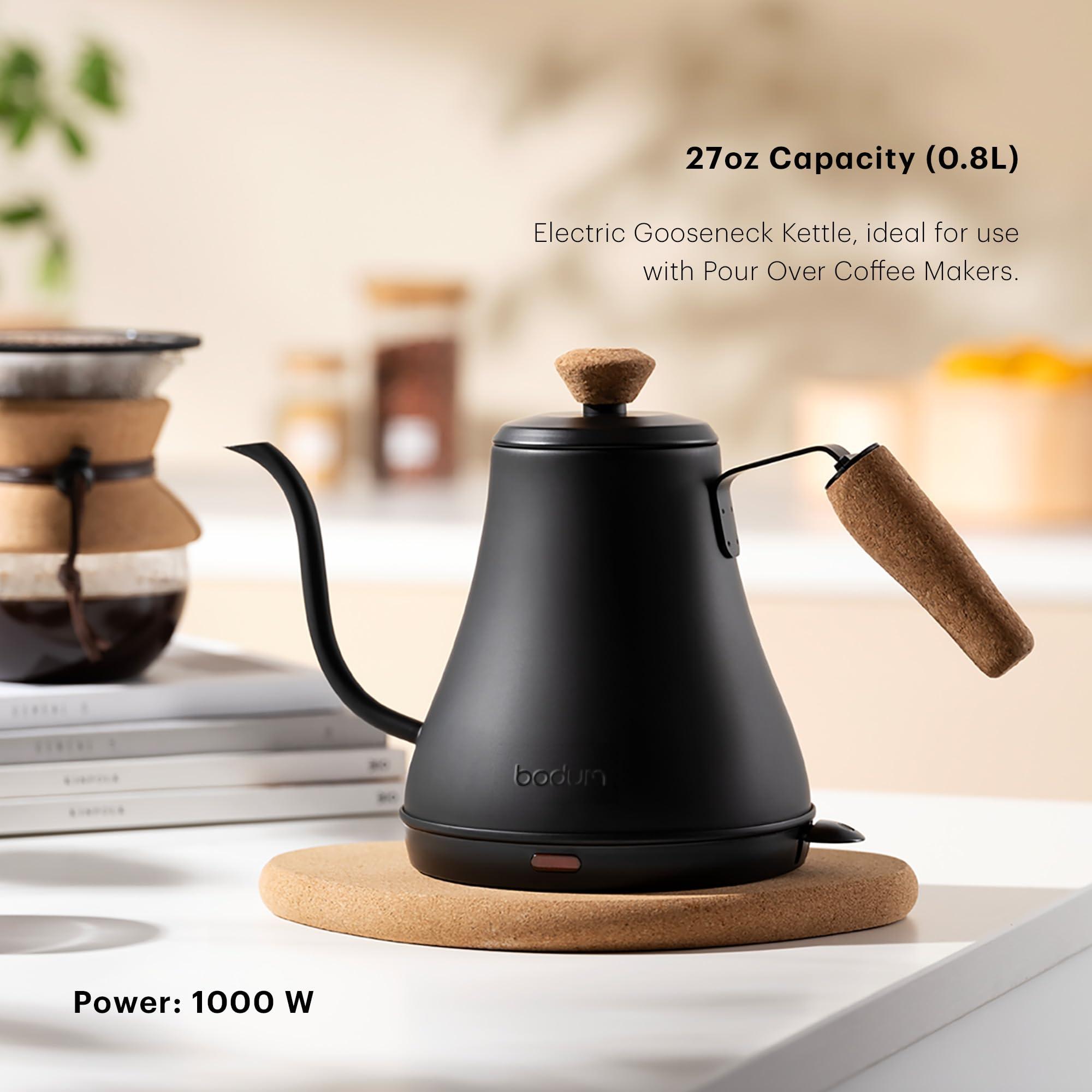 Bodum 27oz Bistro Gooseneck Electric Water Kettle, Pour Over Coffee & Tea, Stainless Steel, Matte Black - Image 2