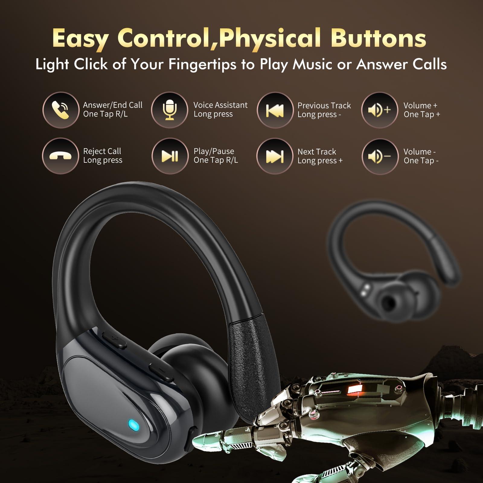 Wireless Earbuds Bluetooth Headphones 80hrs Playback Ear Buds Power Display with Noise Canceling Mic Headsets for Sports/Workout/Running Black - Image 6
