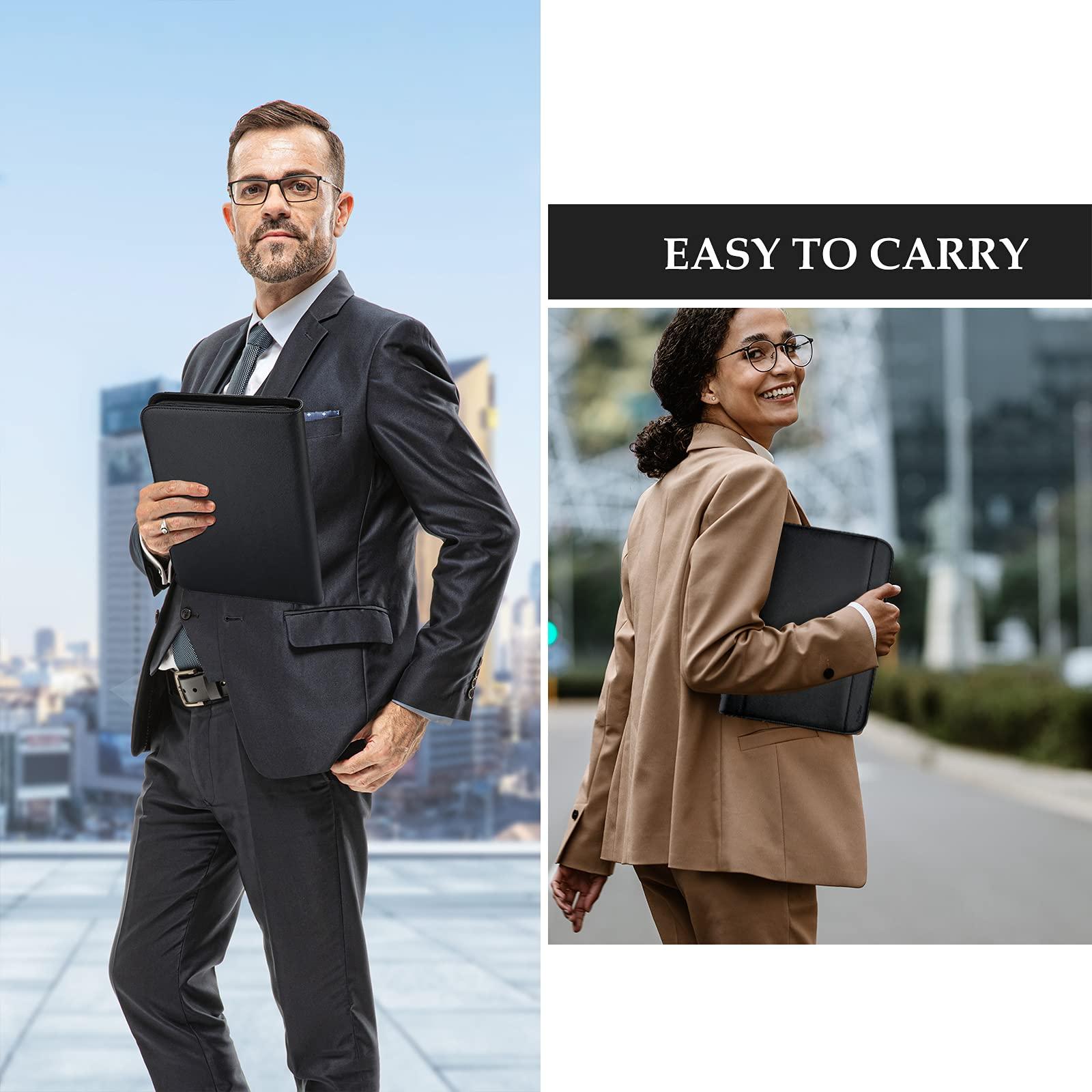 ProCase Portfolio Business Padfolio Folder with Zipper, Conference Meeting Executive File Legal Document Organizer with Pockets Letter Size A4 Writing Pad Notepad Padfolio for Father's Day Gift -Black - Image 3