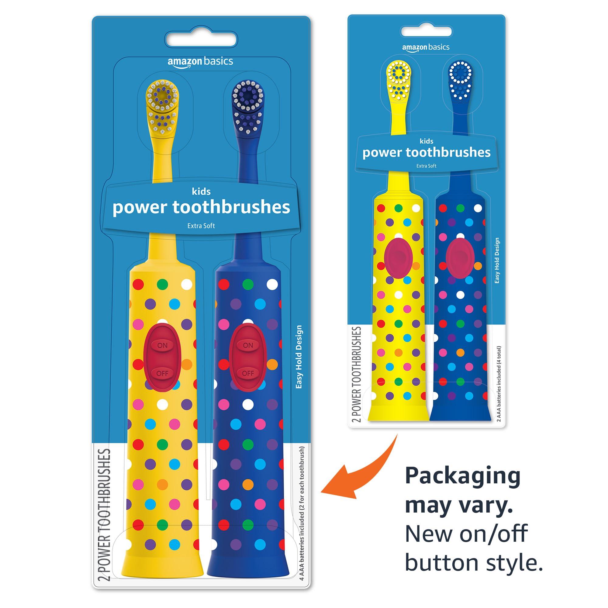 Amazon Basics Kids Battery Powered Toothbrush, 2 Count, 1 Pack (Previously Solimo) - Image 4
