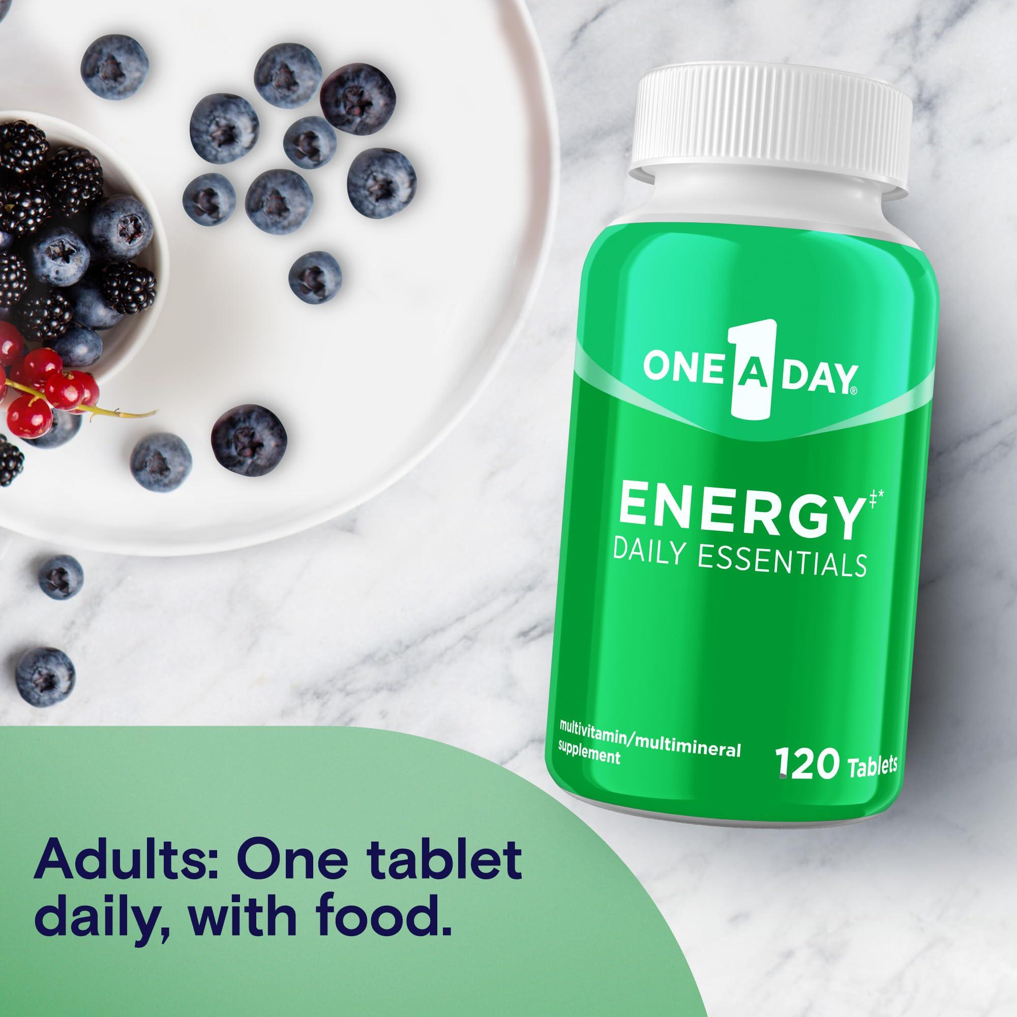 One A Day Energy Daily Essentials Multivitamin, Energy Supplement to Support Mental Alertness and Immune Health with Vitamins A C, D, E, Zinc and Caffeine, 120 Count - Image 6