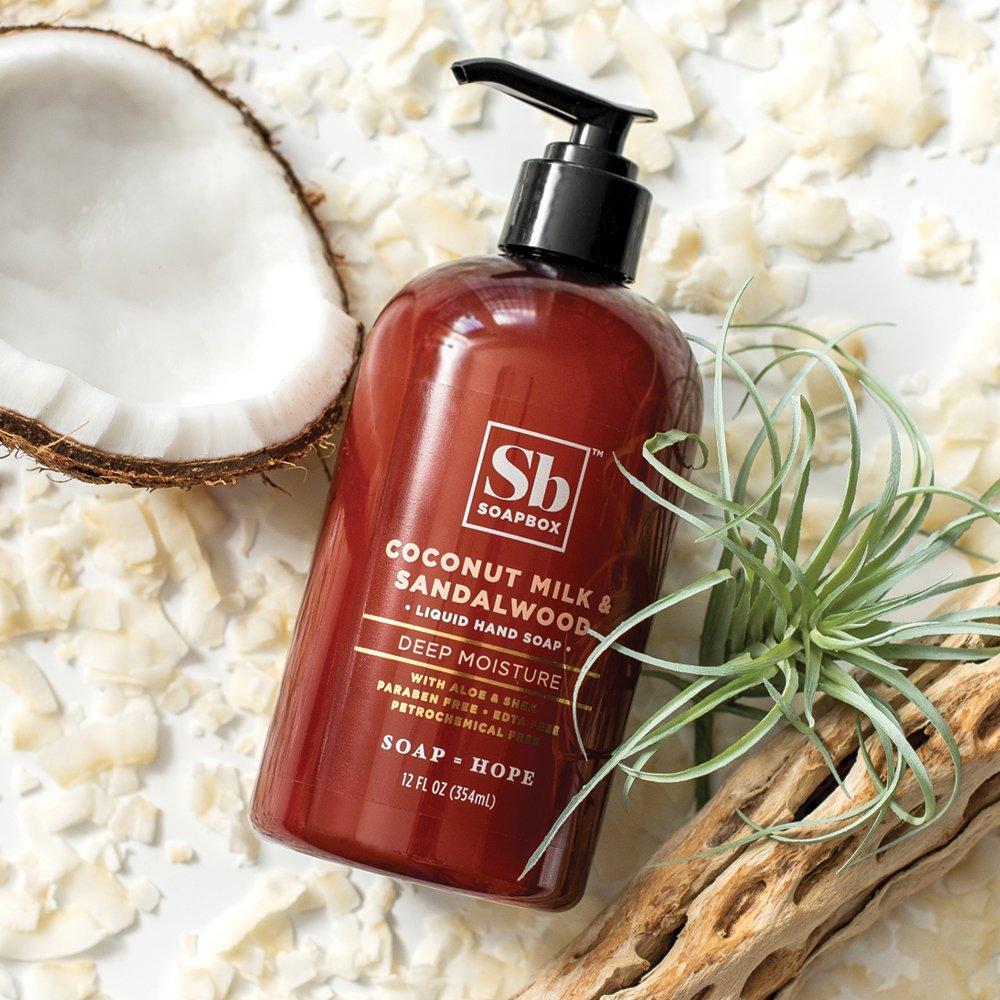 Soapbox Liquid Hand Soap, Coconut Milk & Sandalwood, Gentle & Moisturizing Hand Wash for Kitchen and Bathroom, Vegan & Cruelty Free Scented Hand Soap 12 Ounce Pump Bottles (Pack of 3) - Image 8