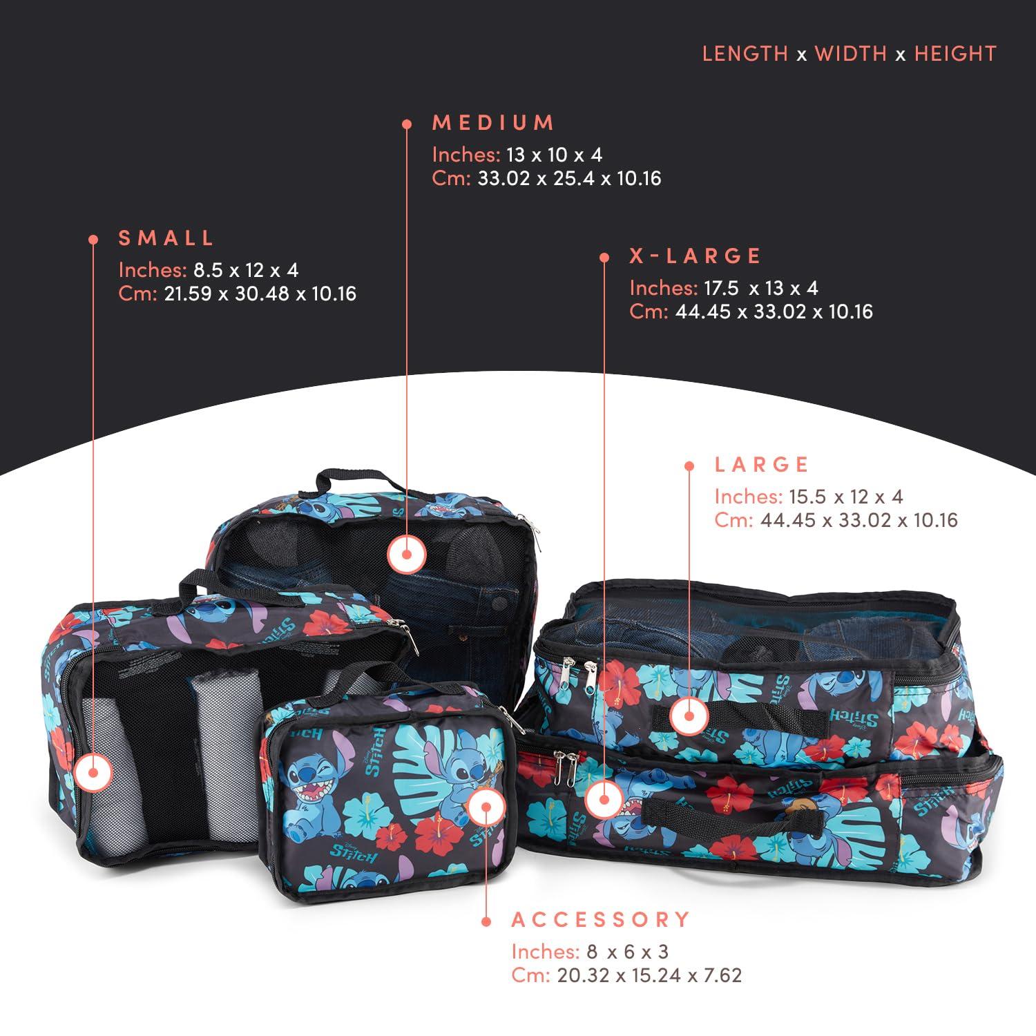 Disney Minnie Mickey Stitch Packing Cubes - Winnie the Pooh, Princess Cinderella, Cars, Toy Story 5 Piece Packing Cubes Compression - Travel Essential - Luggage Suitcase Organizer Set - Image 2
