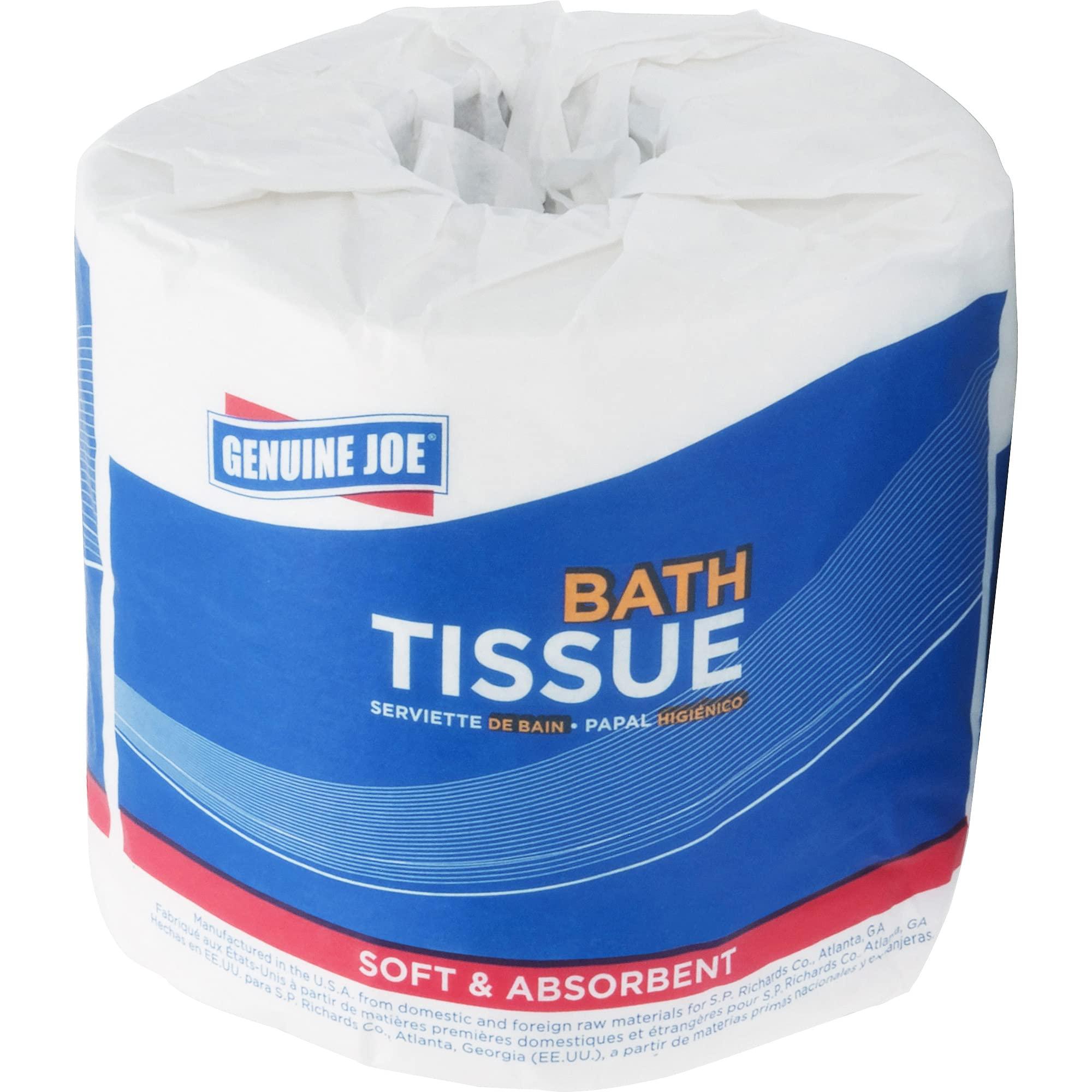Genuine Joe Standard Bath Tissue, 4" x 4", 2-Ply, 550 Sheets/Roll, 80 Count - Image 6