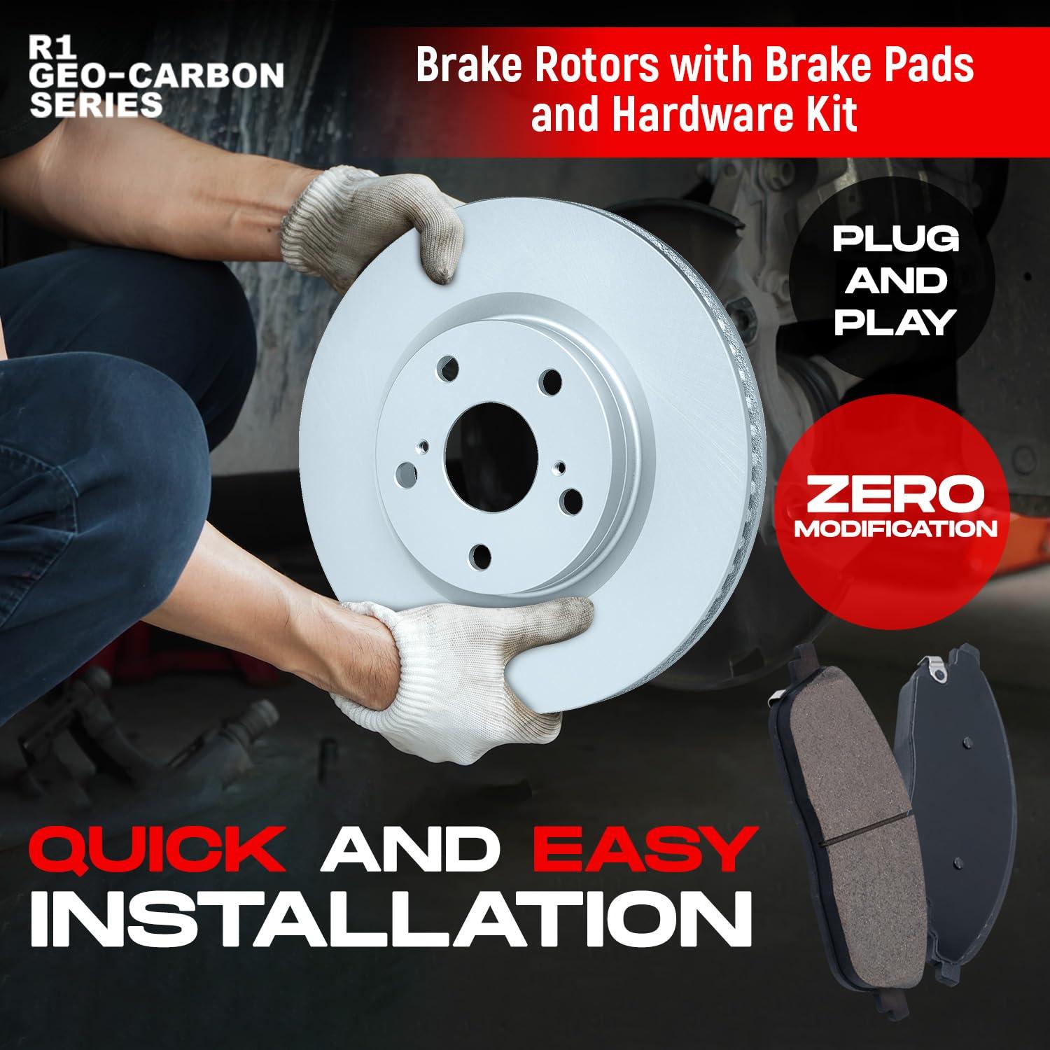 R1 Concepts Front and Rear Brakes and Rotors| Hardware Included| Front and Rear Optimum OEp Brake Pads and Rotors Kit| Fits 2013-2019 Hyundai Santa Fe - Image 5