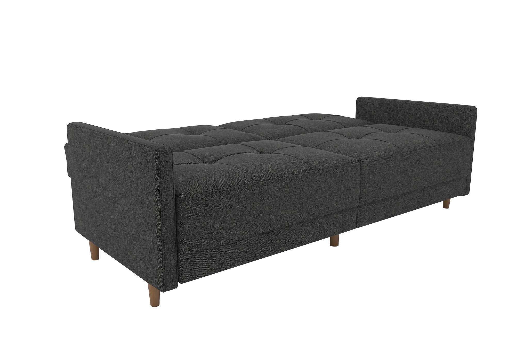 DHP Andora 76 Inch Futon Sofa Bed, Modern Upholstered Couch Sleeper with Button Tufted Back and Seat, Full, Grey - Image 8