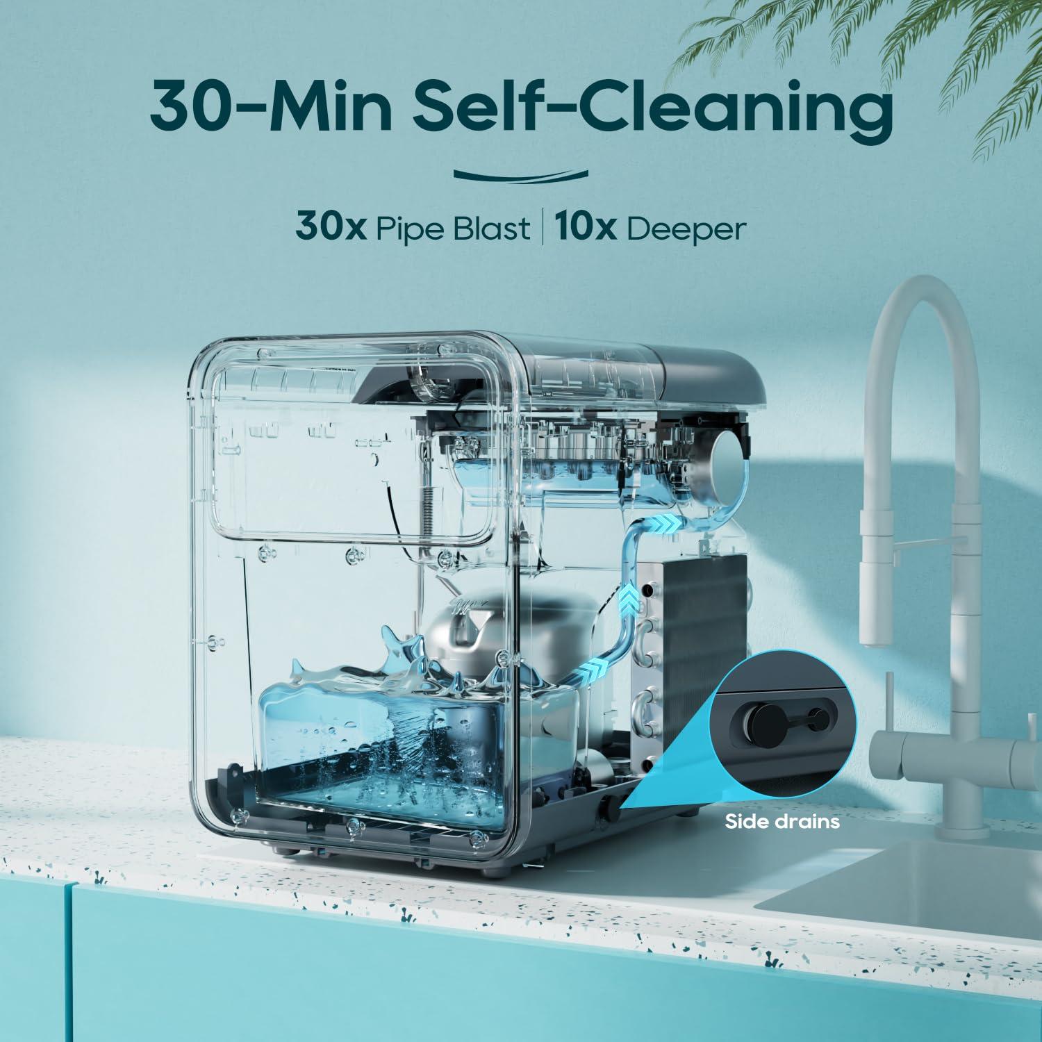 BREEZOME Ice Maker Countertop, Self-Cleaning Ice Machine, 9 Cubes in 6 Mins, 26.5lbs in 24Hrs, Compact Ice Maker with Basket & Scoop, Quiet Operation, 2 Sizes of Bullet Ice for Home Kitchen Camping RV - Image 6