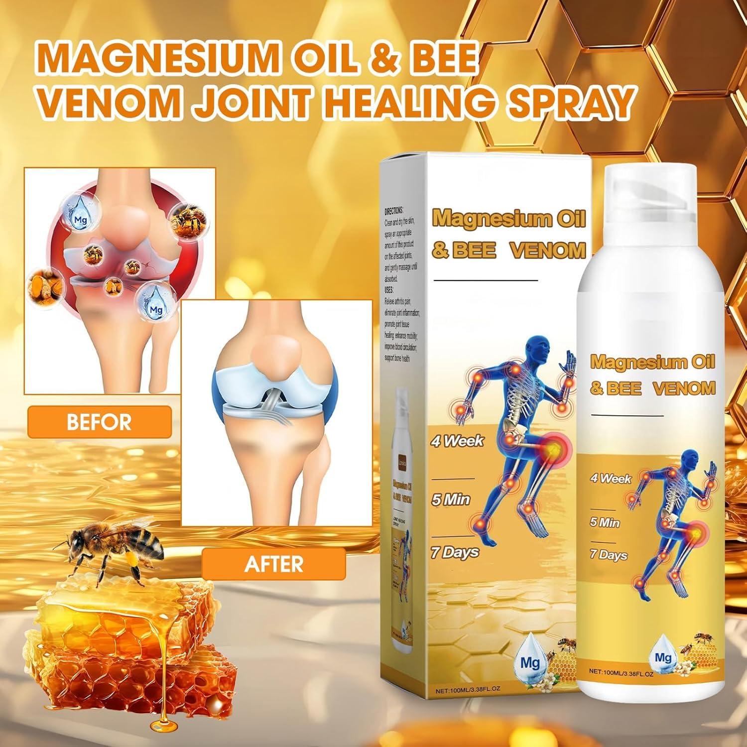 Magnesium Joint Spray, Professional Magnesium Joint Oil,Magnesium Oil & Bee Venom Joint Spray for Back, Knee, Hands, Neck （1 PCS,100ml） - Image 4