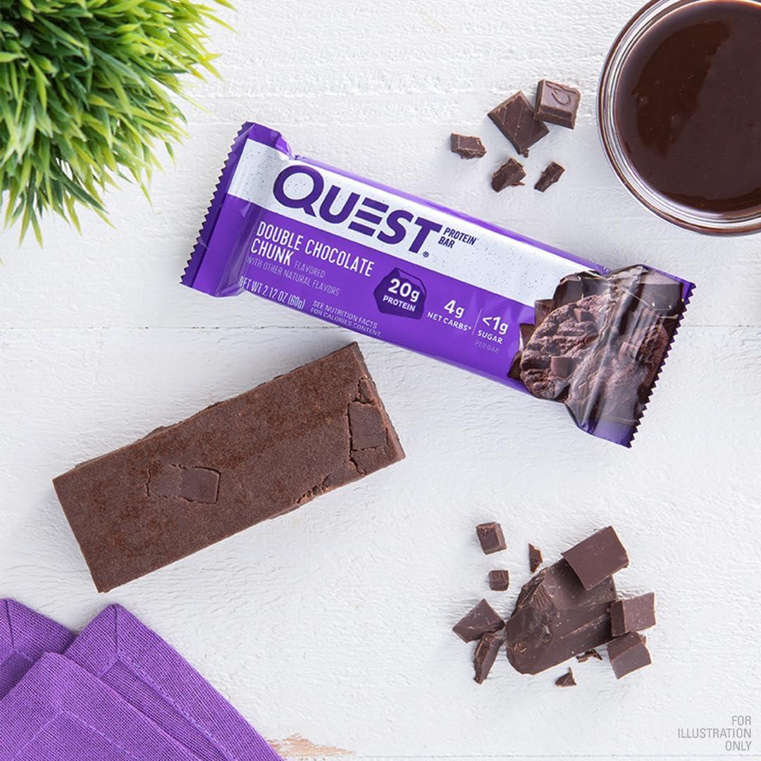 Quest Nutrition Double Chocolate Chunk Protein Bars, 20g Protein Bars, 1g Sugar, 4g Net Carb, Gluten Free, Keto Friendly, 12 Count - Image 7