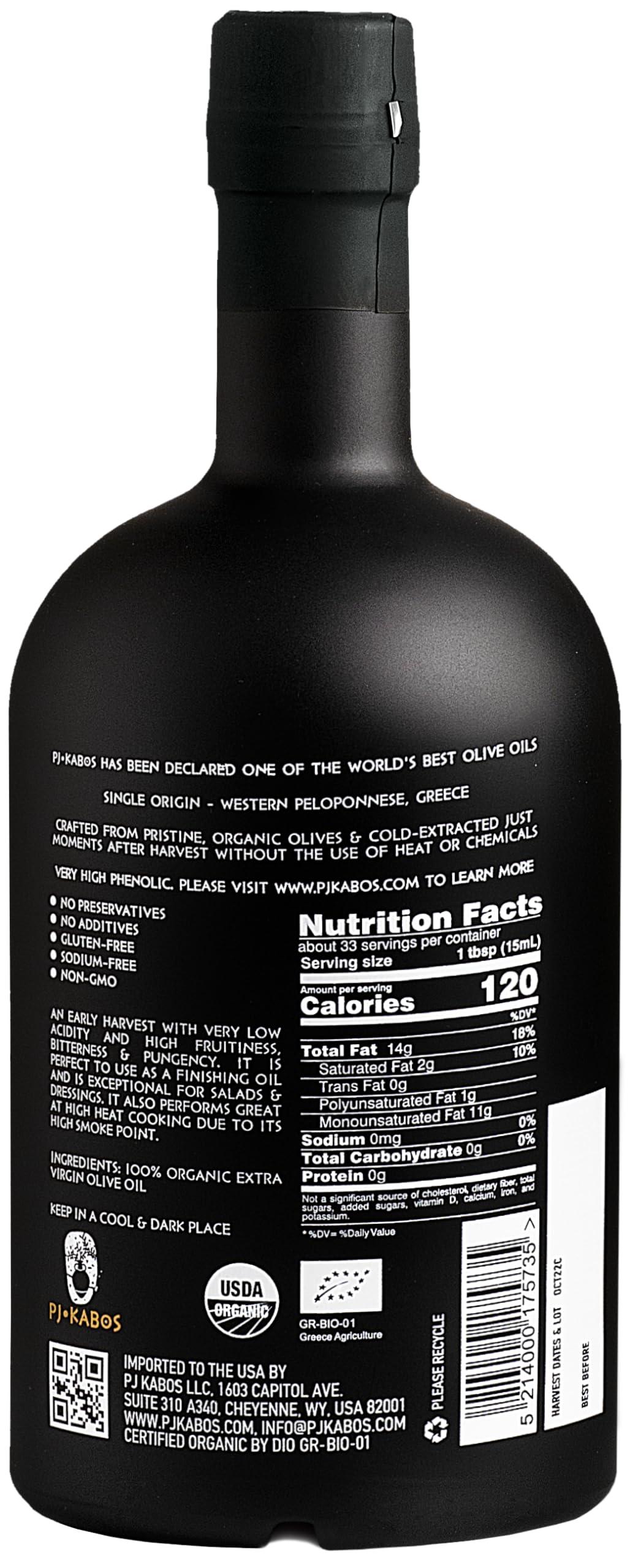 P.J. KABOS 2025 Gold Award Winner, Very High Phenolic (750+ mg/kg), USDA Organic Greek Extra Virgin Olive Oil, Kosher, Greece, Cold Extracted, 16.9oz, “Family Reserve Organic - Robust” - Image 3
