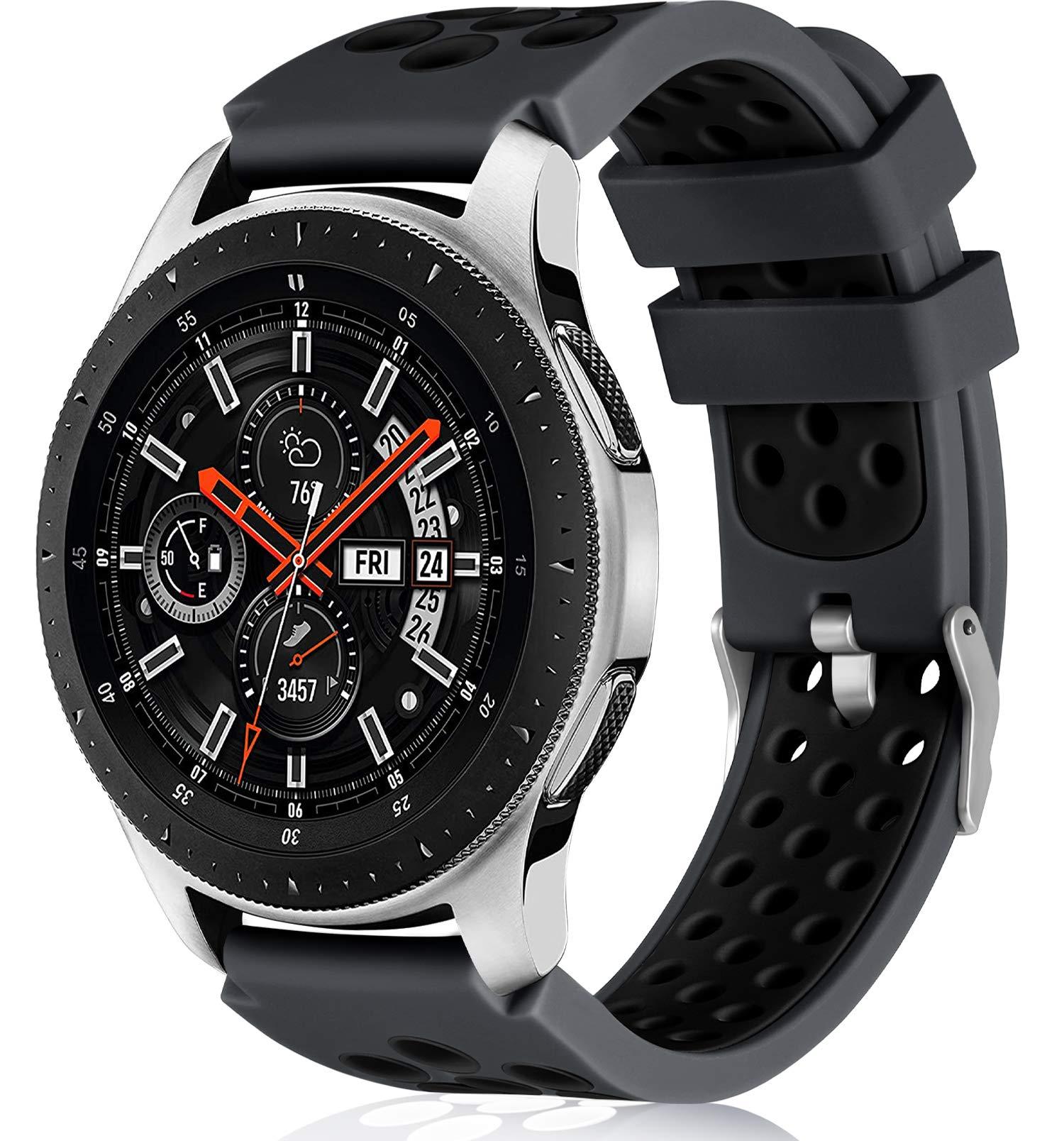 Lerobo 22mm Watch Band Compatible with Samsung Galaxy Watch 46mm/Galaxy watch 3 45mm/Gear S3 Classic/Frontier,22mm Soft Silicone Breathable Watch Strap Wristband for Women Men,(Anthracite Black)