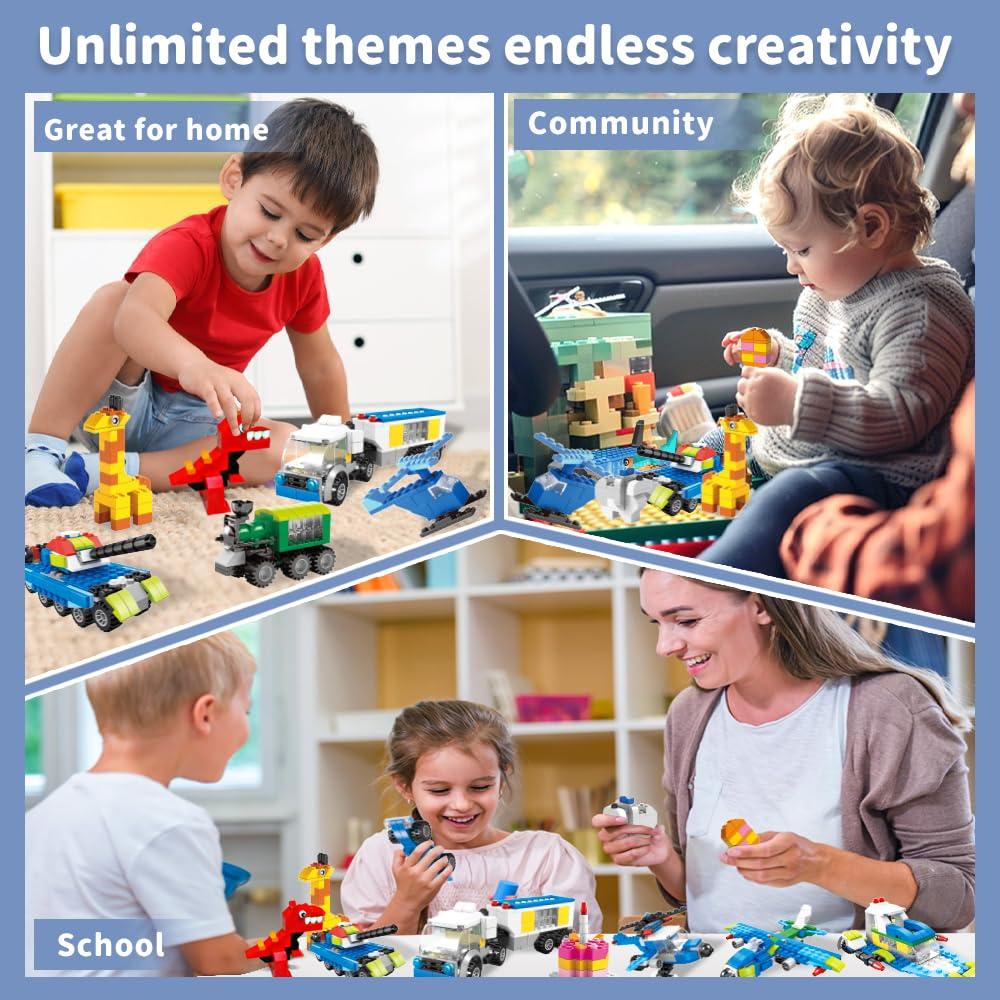 1100 Piece Building Blocks Classic Building Toys, Creative Bulk Building Bricks Sets Compatible with Legos Baseplate Sets 17 Colors Mixed 147 Shapes for Kids Party Favors Birthday - Image 4