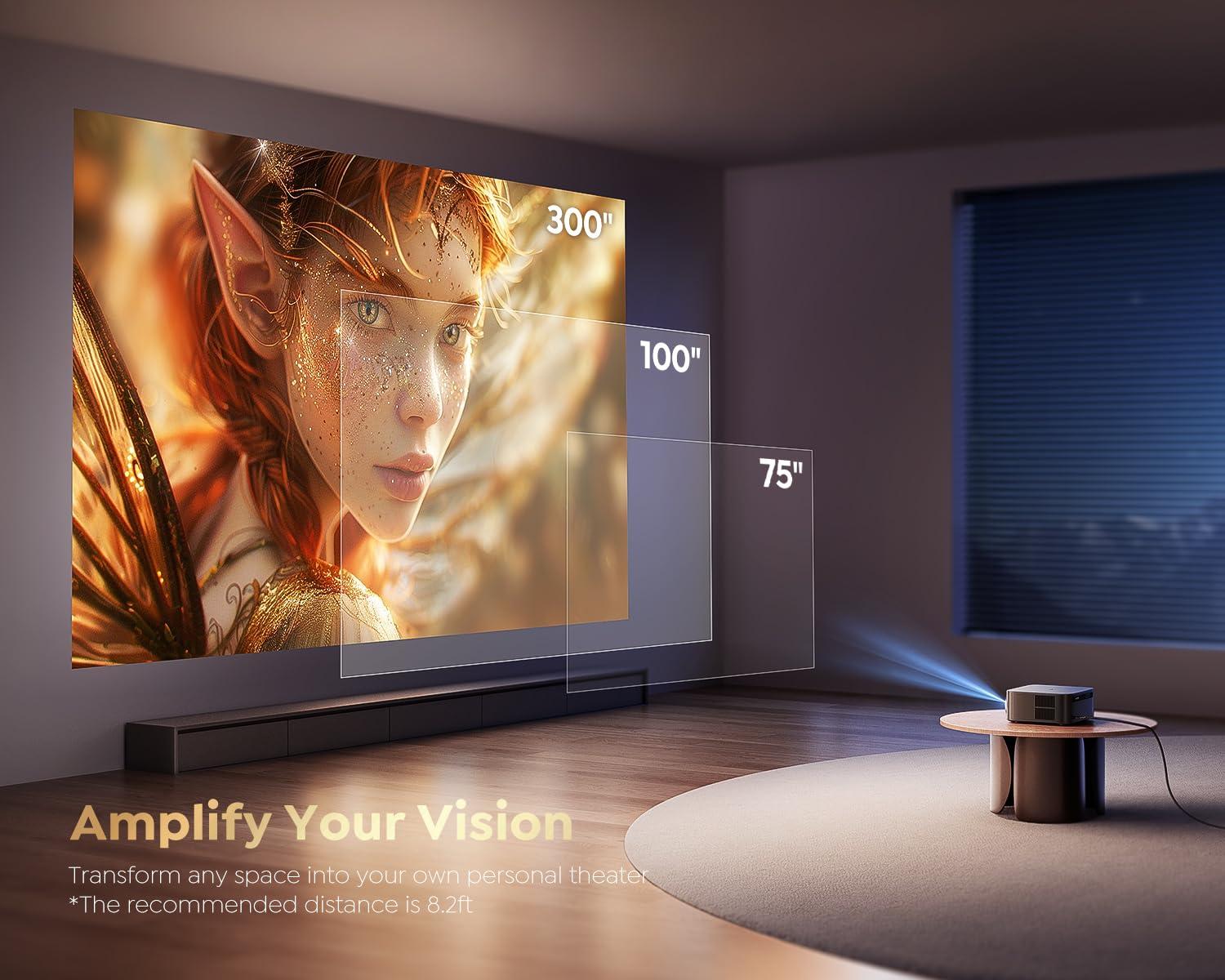 [1200 ANSI/Google TV/Voice Control]Smart Projector with WiFi 6 and Bluetooth, Netflix-Licensed 4K Support, Outdoor Movie Proyector, 1080P Home Ceiling Auto Focus Projector, PUTRIMS K12 Gray - Image 7