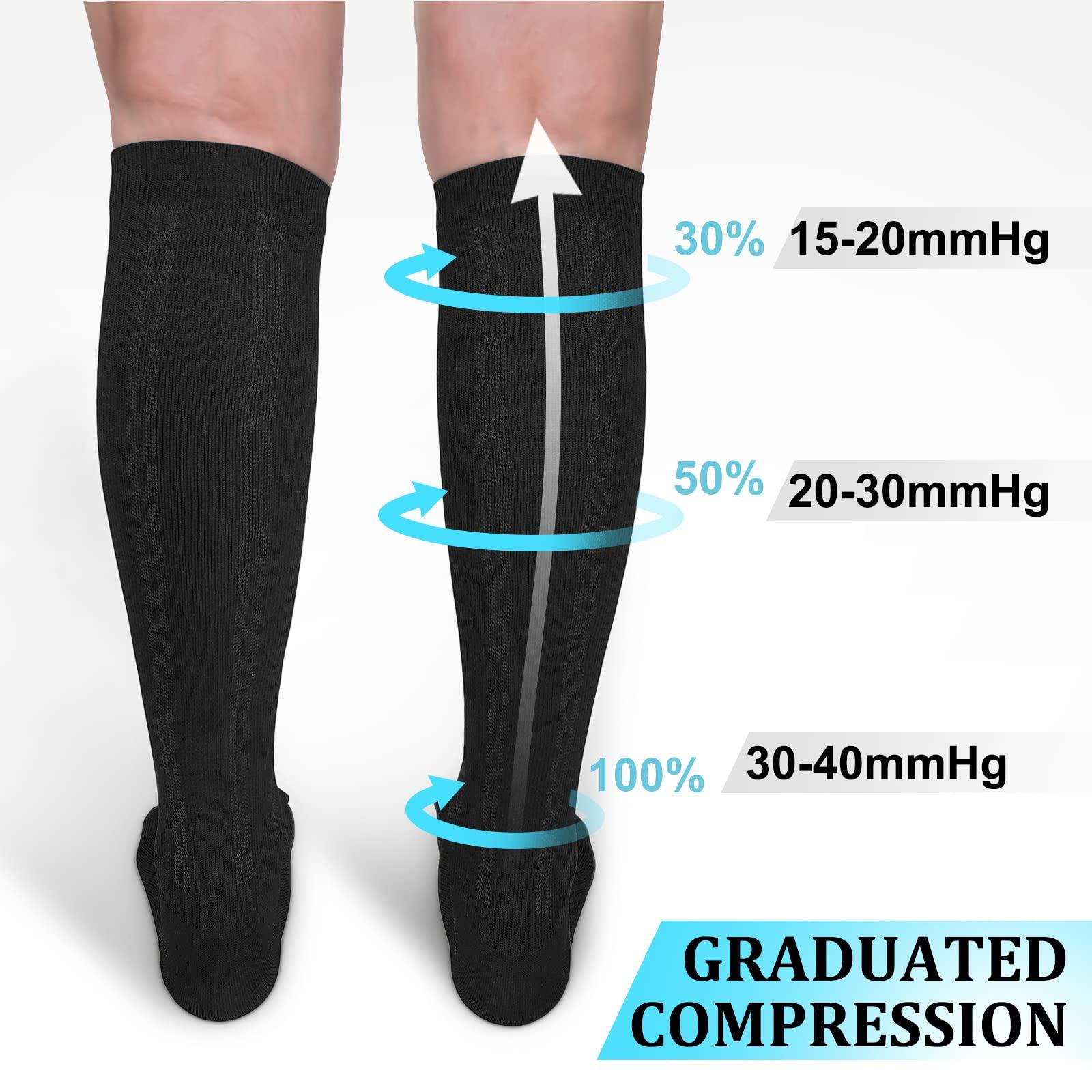 30-40mmHg Medical Graduated Compression Socks for Women&Men Circulation-Knee High Socks for Support,Hiking,Running - Image 2