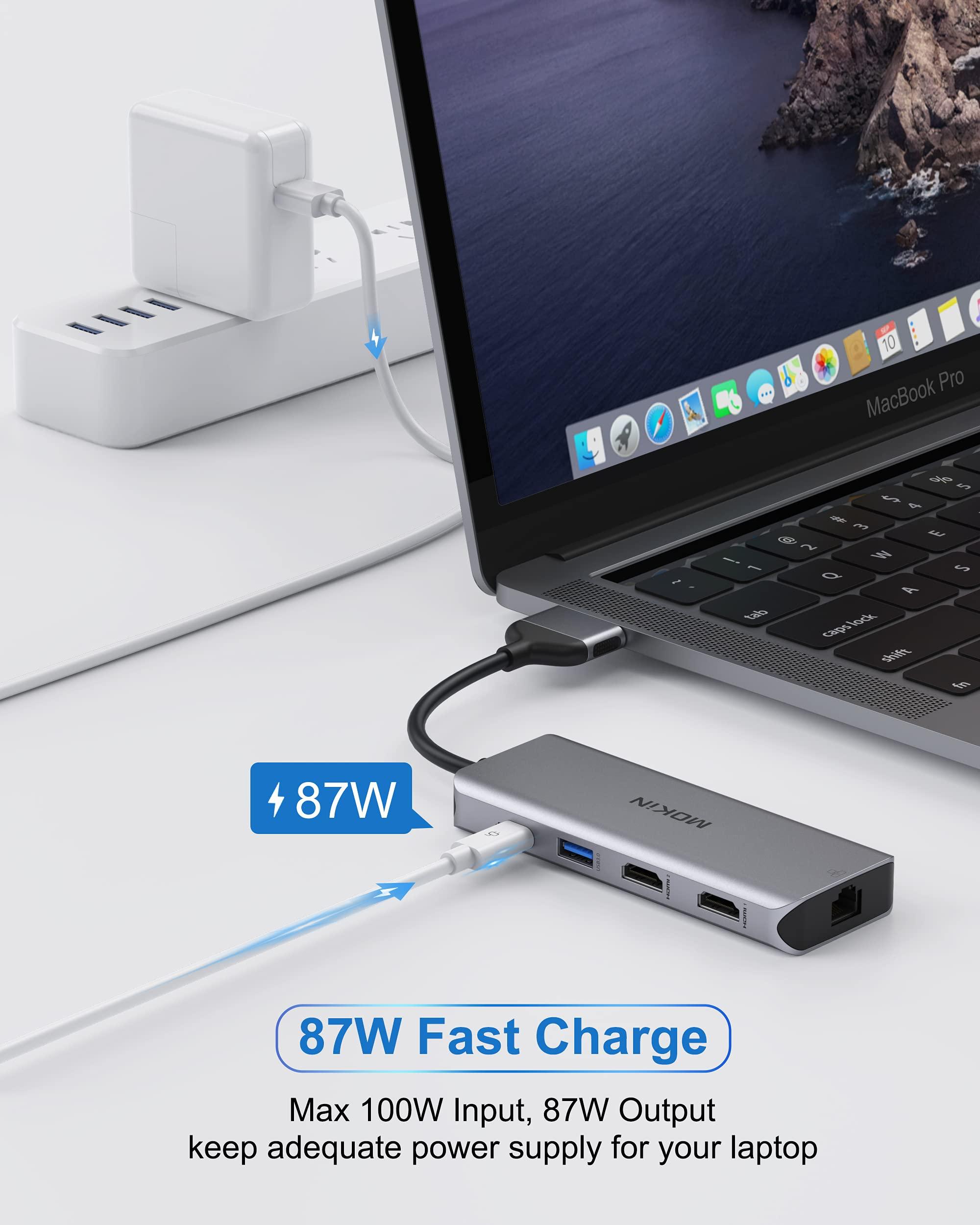 MacBook Pro Docking Station Dual Monitor MacBook Pro HDMI Adapter,9 in 1 USB C Adapters for MacBook Pro Air Mac HDMI Dock Dongle Dual USB C to Dual HDMI Ethernet 3USB SD/TF100W PD - Image 6
