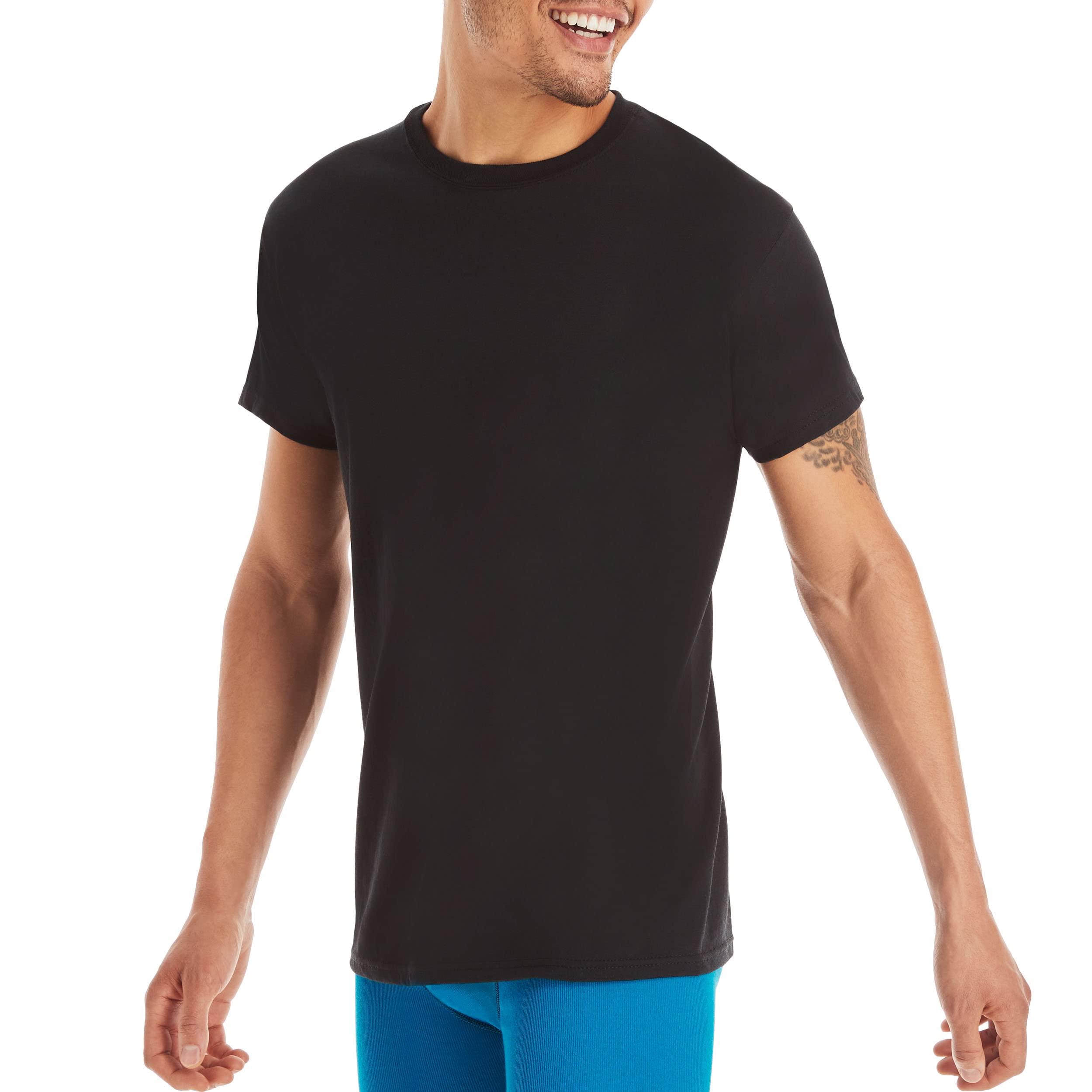 Hanes Men's Cotton, Moisture-Wicking Crew Tee Undershirts, Multi-Packs Available - Image 4