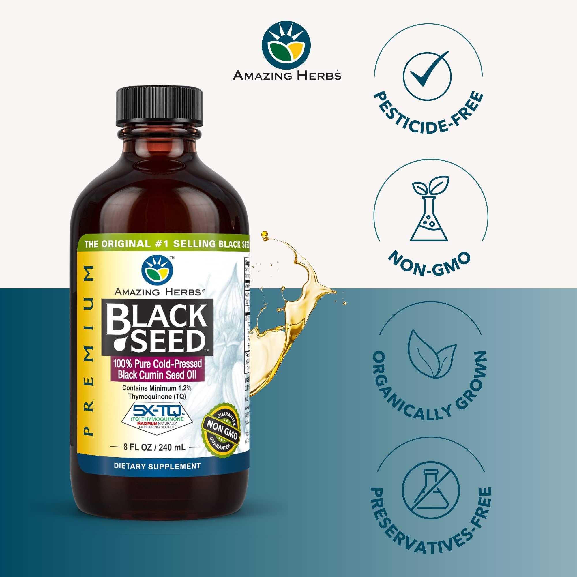 Amazing Herbs Premium Black Seed Oil - Cold Pressed Nigella Sativa Aids in Digestive Health, Immune Support, Brain Function, Joint Mobility, Gluten Free, Non GMO - 8 Fl Oz - Image 6
