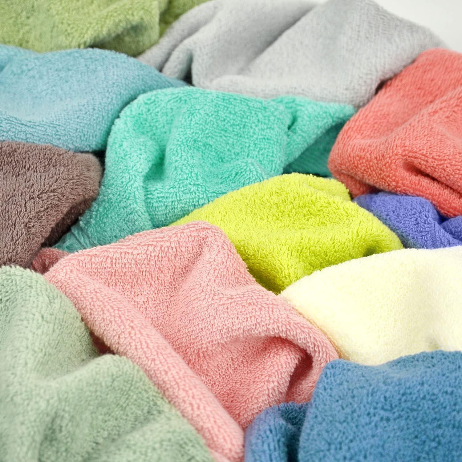 Cleanbear 100% Cotton Wash Cloths 12 Pack Bath Washcloths Facecloths, 13 by 13 Inches Large Bathroom Washcloth Set 12 Assorted Colors (Multi, 12) - Image 6