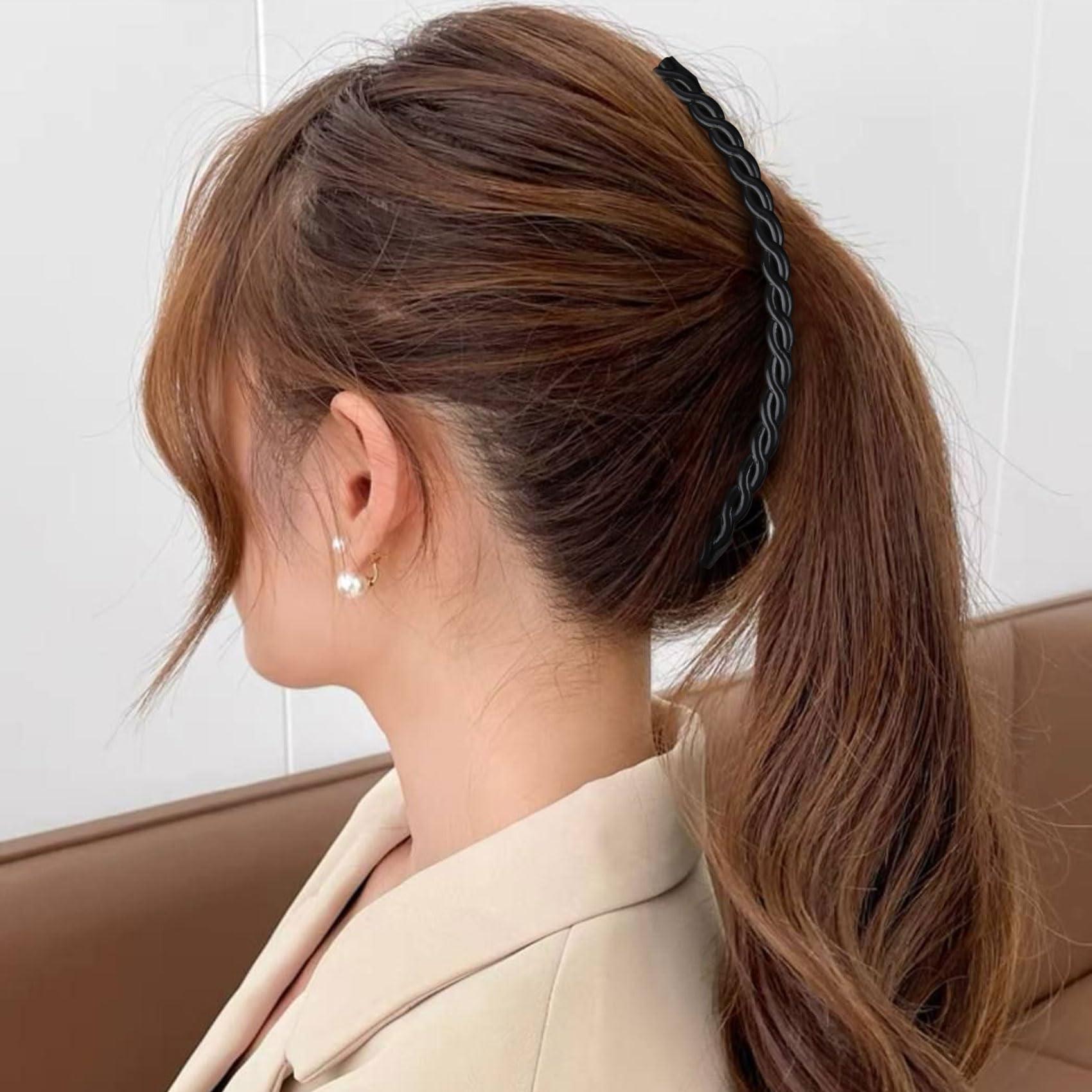 Mxxipp 3pcs Banana Hair Clips for Women, Non-Slip Large Hair Claw Clips, Classic Double Combs Hair Accessories for Thick Thin Fine Straight Curly Long Short Hair- Brown & Black & White - Image 5