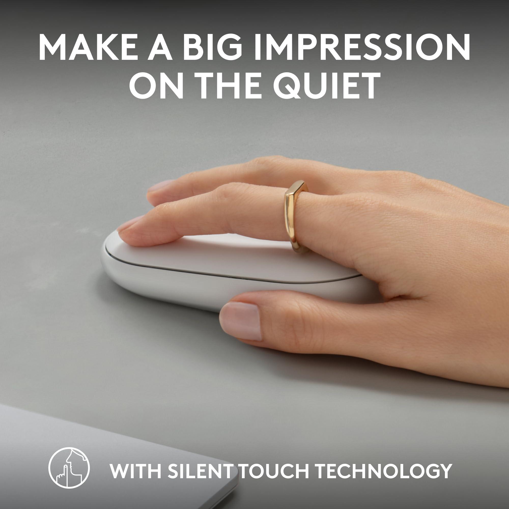Logitech Pebble Mouse 2 M350s Slim Bluetooth Wireless Mouse, Portable, Lightweight, Customizable Button, Quiet Clicks, Easy-Switch for Windows, macOS, iPadOS, Android, Chrome OS - Tonal White - Image 5