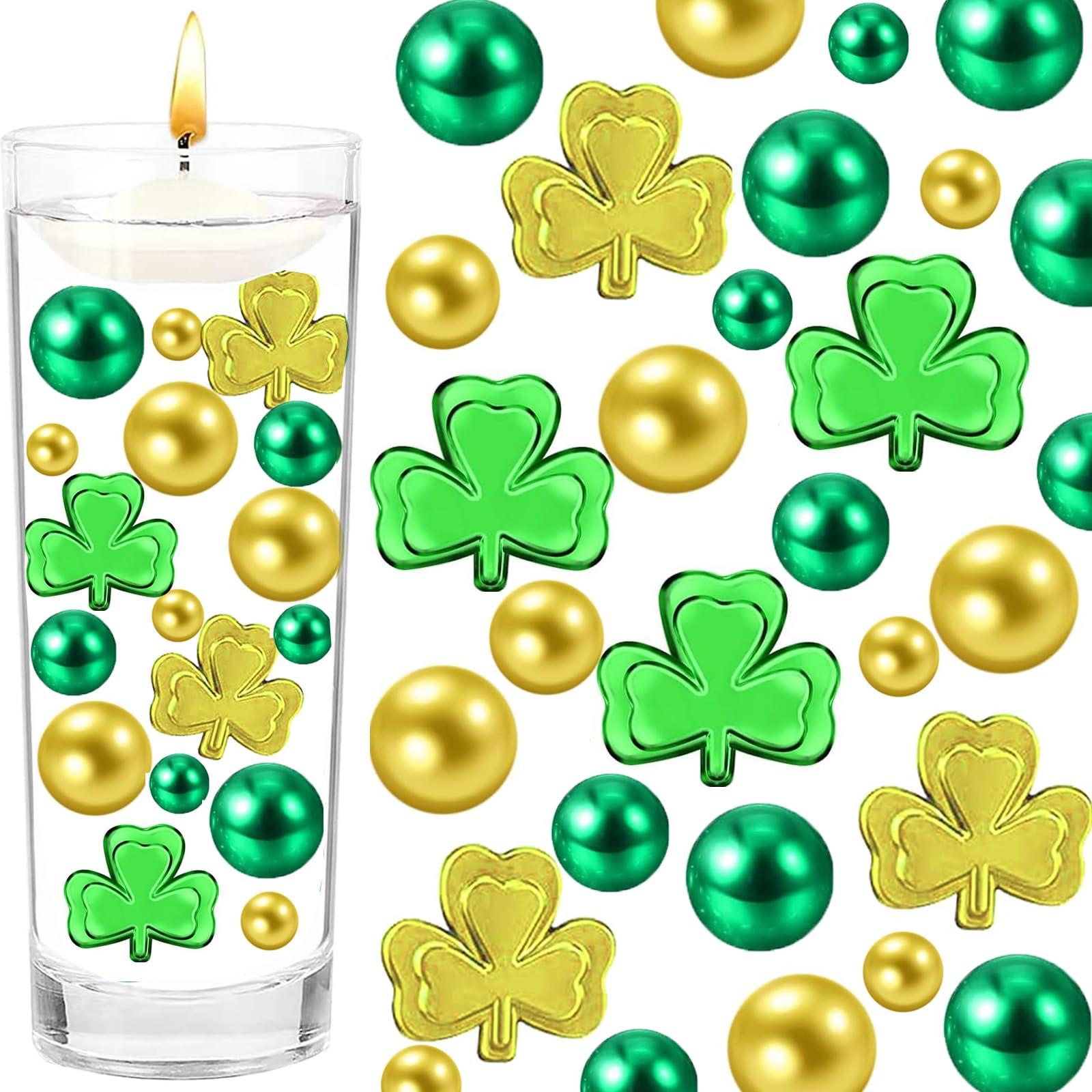 76 Pieces St. Patrick's Vases Filler Shamrocks Ornament for Vases Filler for Vases Centerpiece for St. Patrick's Festival Party Table Decor