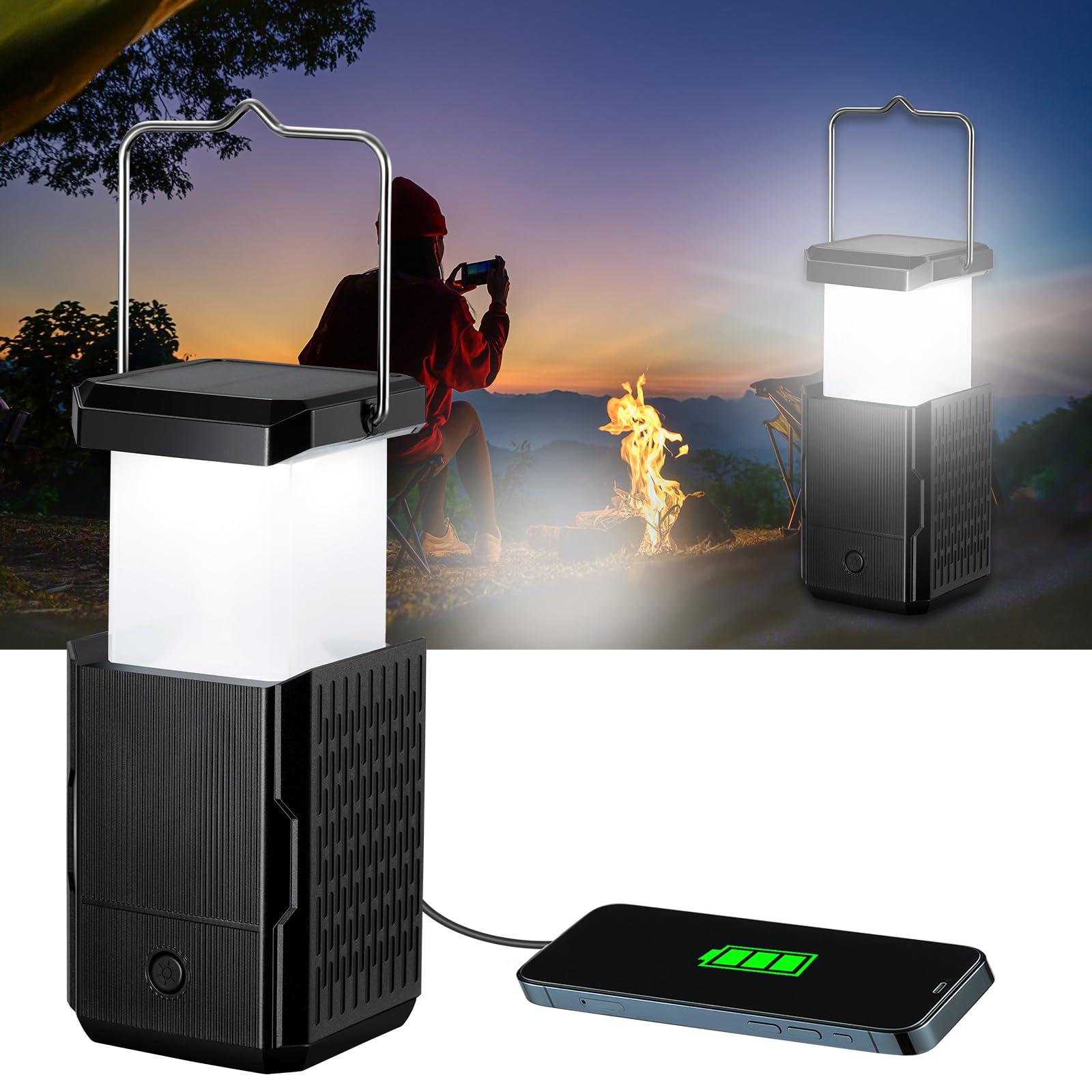 Camping Lantern Rechargeable, Hand Crank & Solar Camping Lights with USB Output, Tent Lights for Camping, Portable Camp Lamp, Camping Hurricane Home Power Failure Essentials (Black, 1 Pack) - Image 6