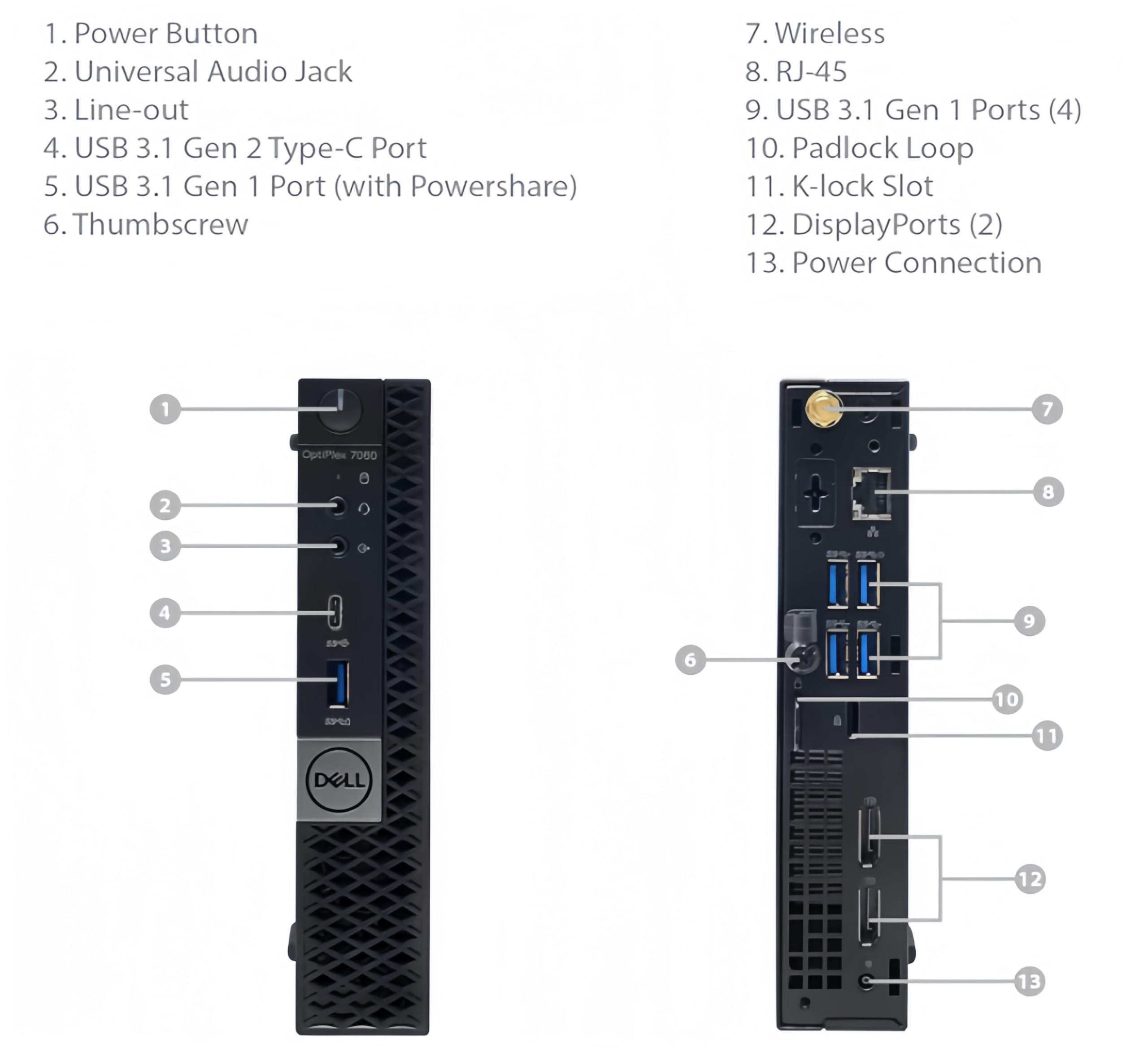 Dell OptiPlex 7060 Micro Desktop Business PC, Intel Core i5-8500T 2.1GHz, 16GB, 512GB SSD, USB Type-C, Windows 11 (Renewed), Black - Image 2