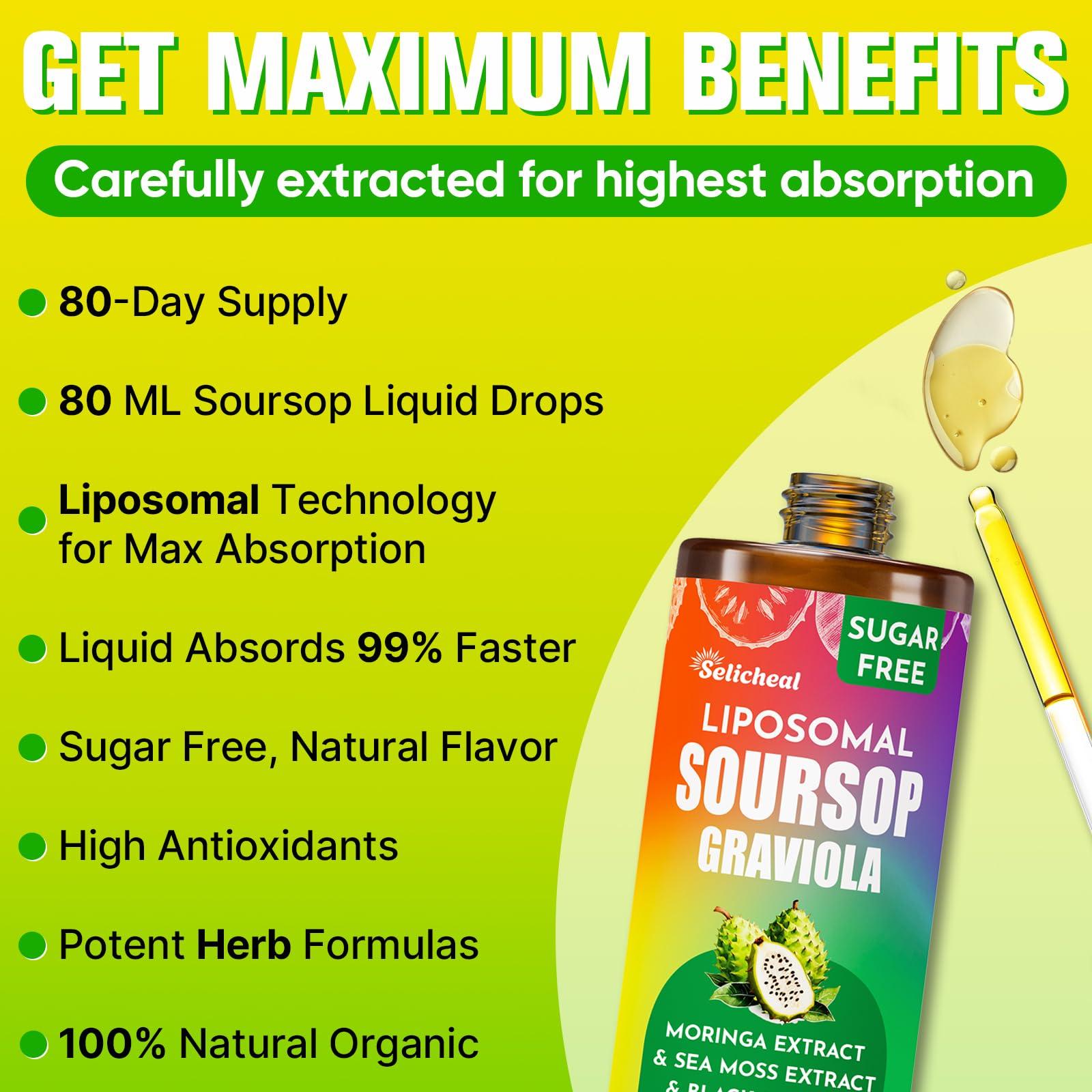 Soursop Bitters Liquid 880MG, Soursop Multivitamin Drops with Leaf Extract, for Cell Support & Regeneration, Immunity, Liver, Gut, Zzz, Skin & Antioxidant | 2.8 Fl Oz, 80 Days Supply - 1 Pack - Image 4