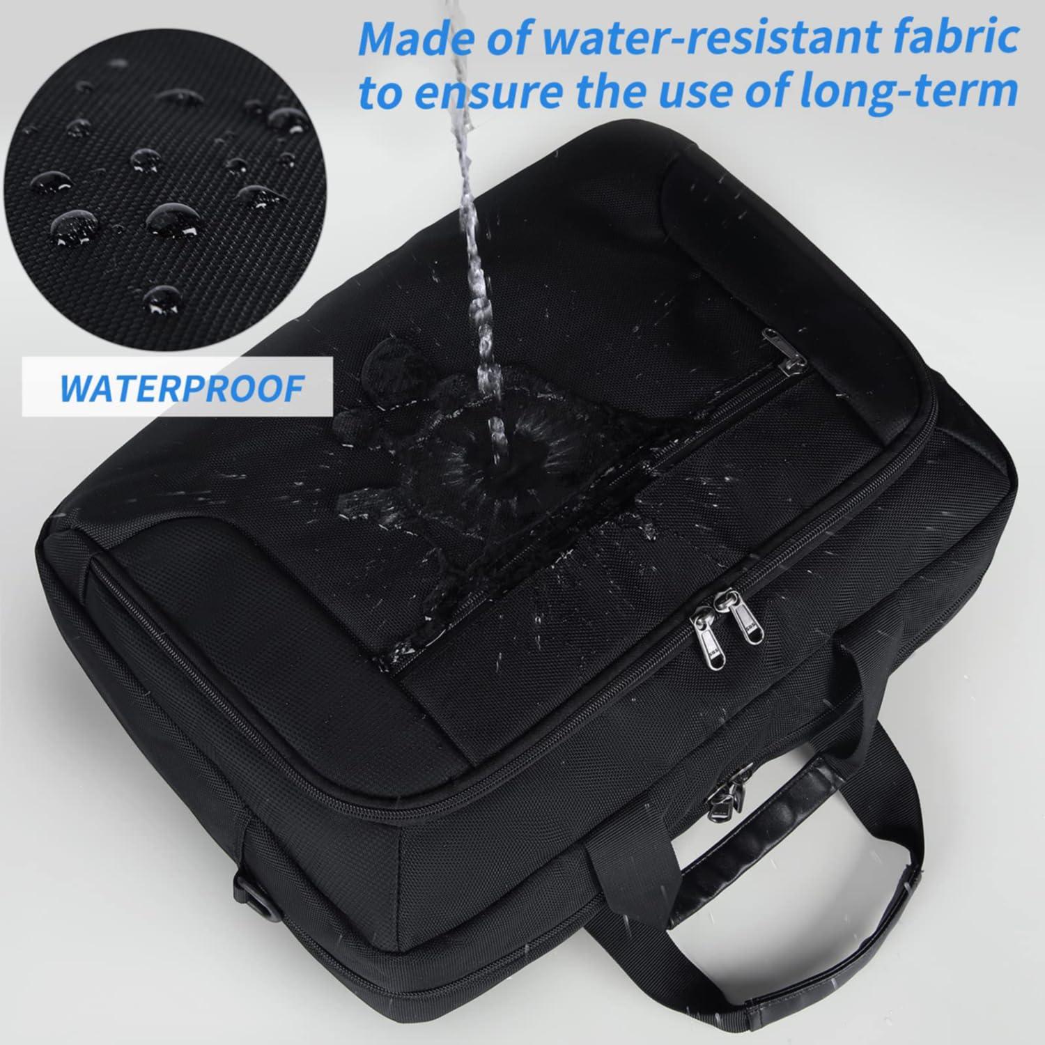 Laptop Bag 17.3 Inch Laptop Briefcase Large Waterproof Laptop Case for Men Women Business Office Work Computer Bag 17 Inch Adjustable Shoulder Messenger Bag, Black - Image 4