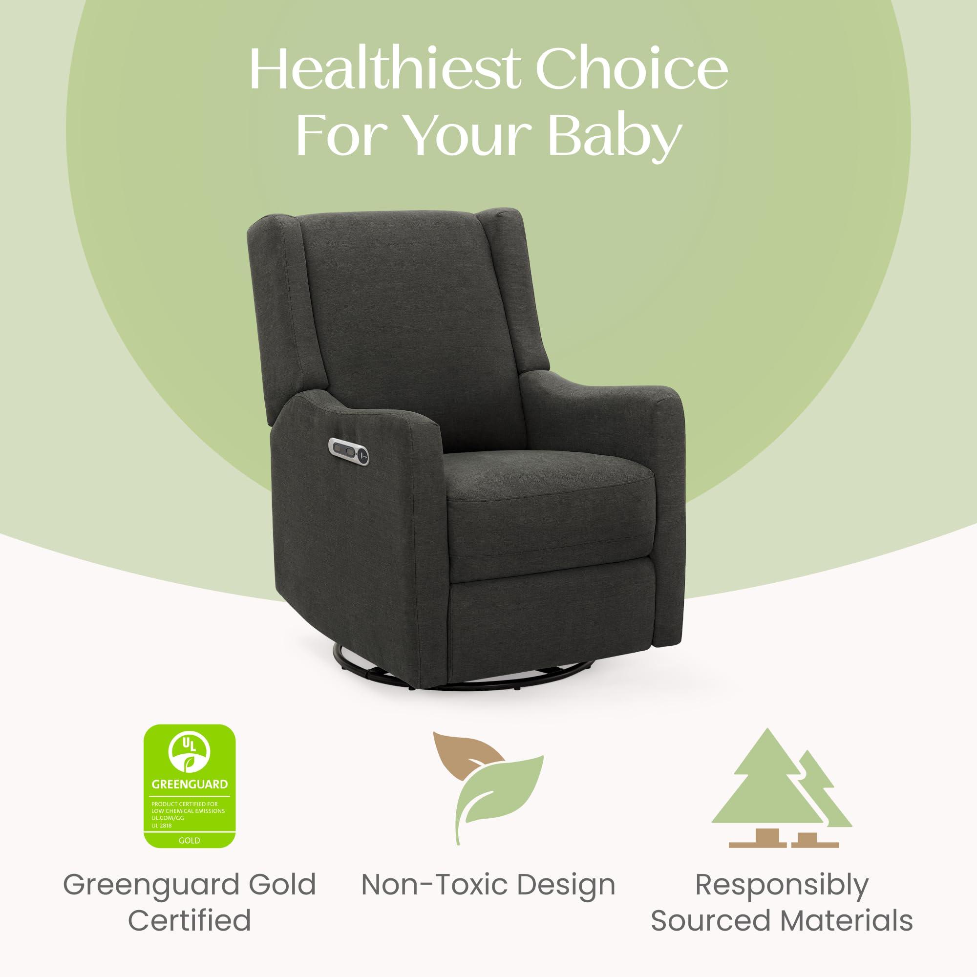 Delta Children Mercer Electronic Power Recliner and Swivel Glider with USB Port in LiveSmart Performance Fabric - Water Repellent & Stain Resistant, Dark Grey - Image 11