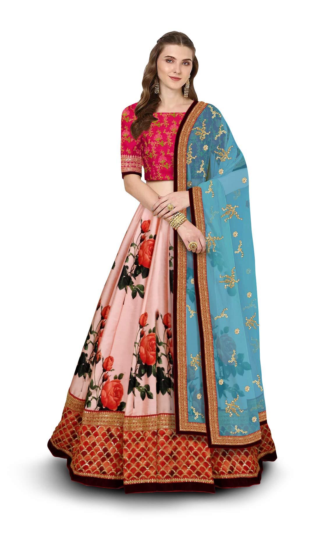 stylishfashion Bollywood Designer lehnga Women's Semi Stitched lengha Pink and Silk Embroidery Heavy lehenga Choli - Image 1