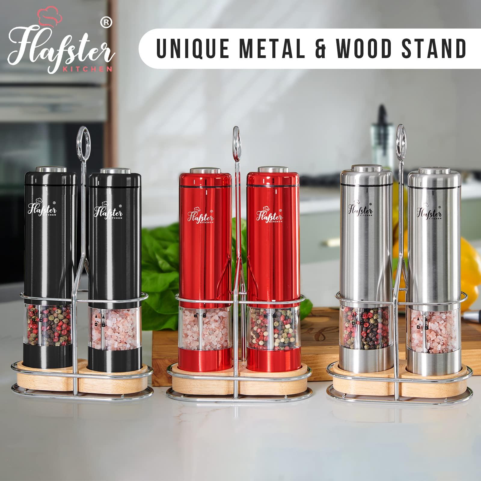 Premium Electric Salt and Pepper Grinder Set with Adjustable Coarseness, Battery-Operated Stainless Steel Design, One-Hand Operation, LED Light, and Spill-Proof Base – Ideal for Kitchen and Dining​ - Image 2