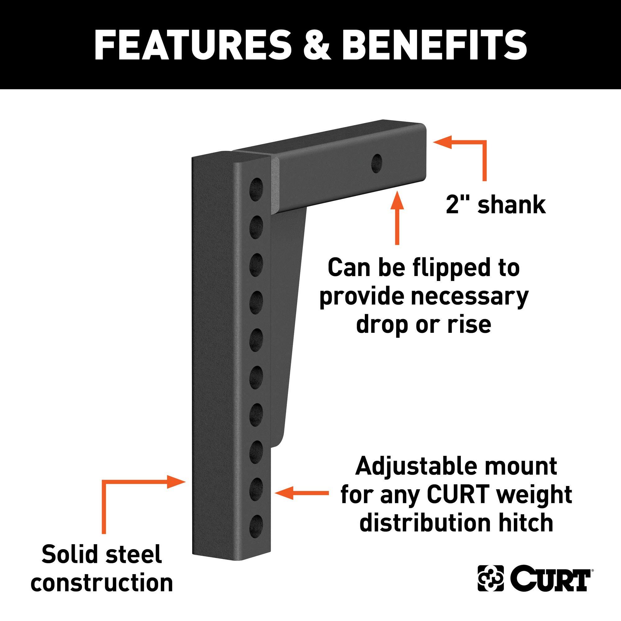 CURT 17123 Replacement Weight Distribution Hitch Shank, 2-Inch Receiver, 7-Inch Drop, 10-1/2-Inch Rise - Image 3