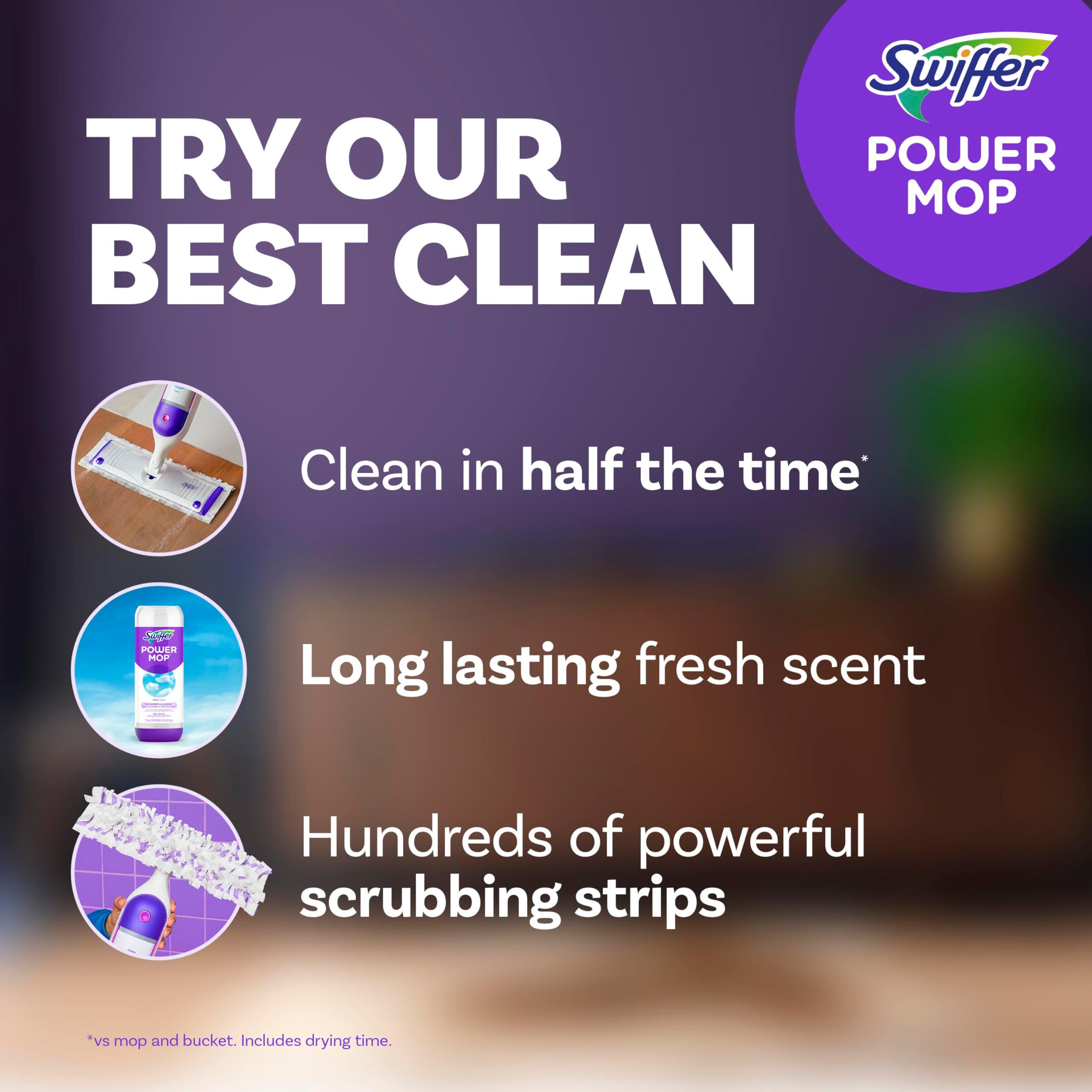 Swiffer PowerMop Multi-Surface Mop Kit for Floor Cleaning, Includes PowerMop, 2 Mopping Pad Refills, 1 Cleaning Solution with Fresh Scent and 2 Batteries - Image 2