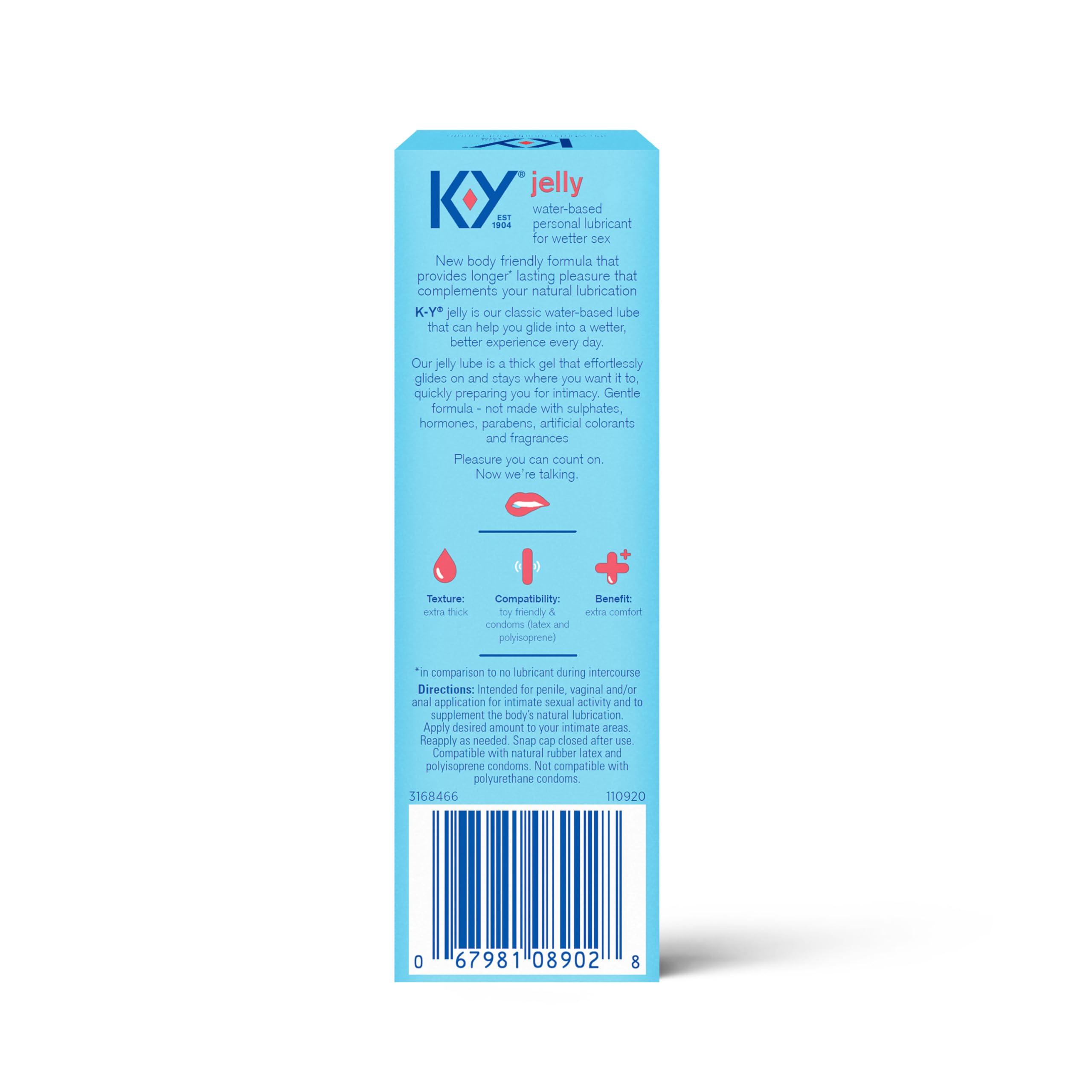 K-Y Jelly Water Based Lube for Sex, Anal Lube, Non-Greasy Water Based Personal Lubricant, pH Friendly Sex Lube Can Be Used with Sex Toys for Women & Male Sex Toys, Condom Friendly Personal Lube, 2 oz - Image 8