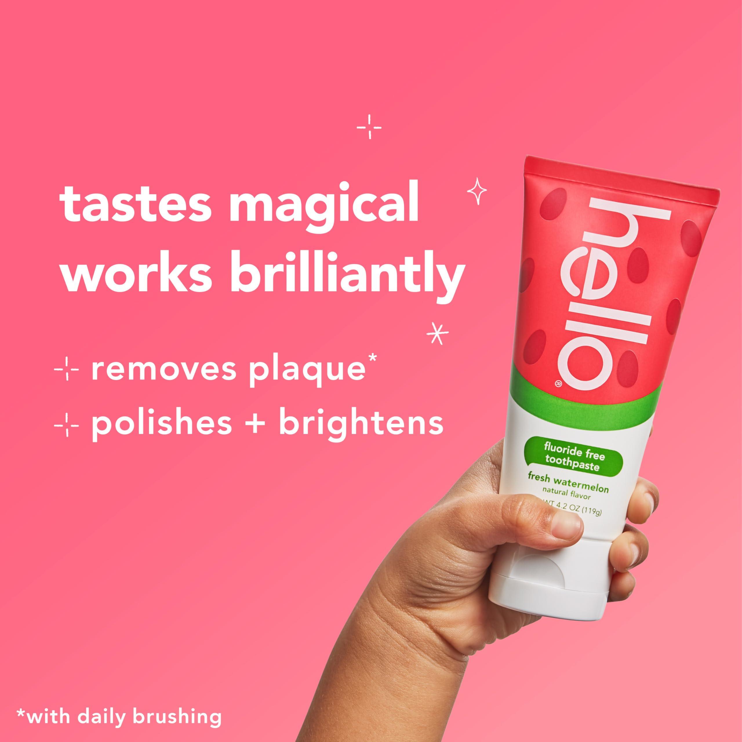 hello Fresh Watermelon Fluoride Free Kids Toothpaste, 4.2 Oz Tube - Image 3