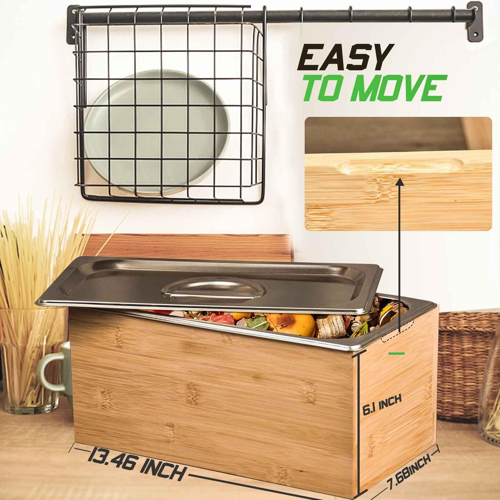 Exfoil Compost Bin Kitchen with lid, As Indoor Composting with Stainless Steel Insert, Countertop Compost Bins- 1.6 Gal Smell Proof,Indoor Large Compost Bin Kitchen - Image 3