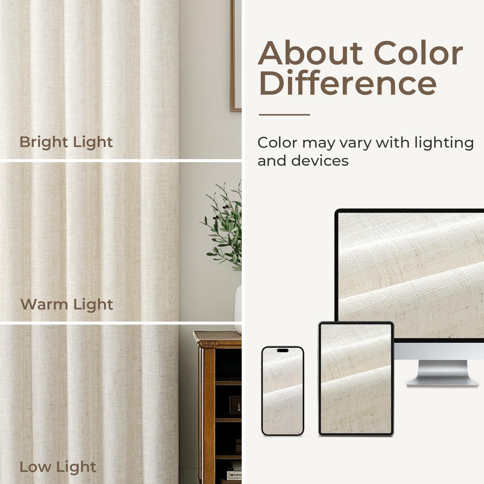 CAPALOCA Pinch Pleated Blackout Curtains 96 Inches Long, Linen Blend, 100% Blackout Drapes with 20 Hooks, Ideal for Bedroom and Living Room, 40" W x 96" L (Pack of 2), Natural - Image 9