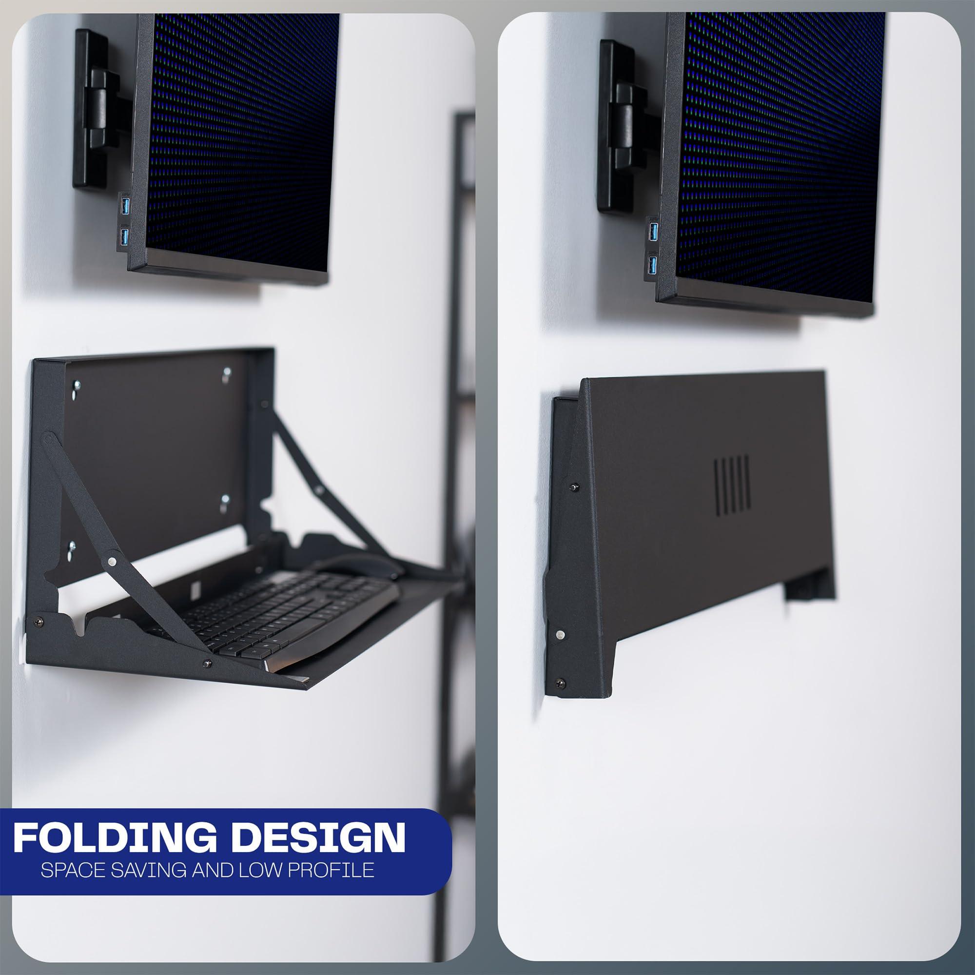 VIVO Flip Down 24 Inch Typing Platform Wall Mount, Fits Standard Size Keyboards and Mice, Space Saving Design, Mouse Pad Included, Black, Mount-FDKB1 - Image 4