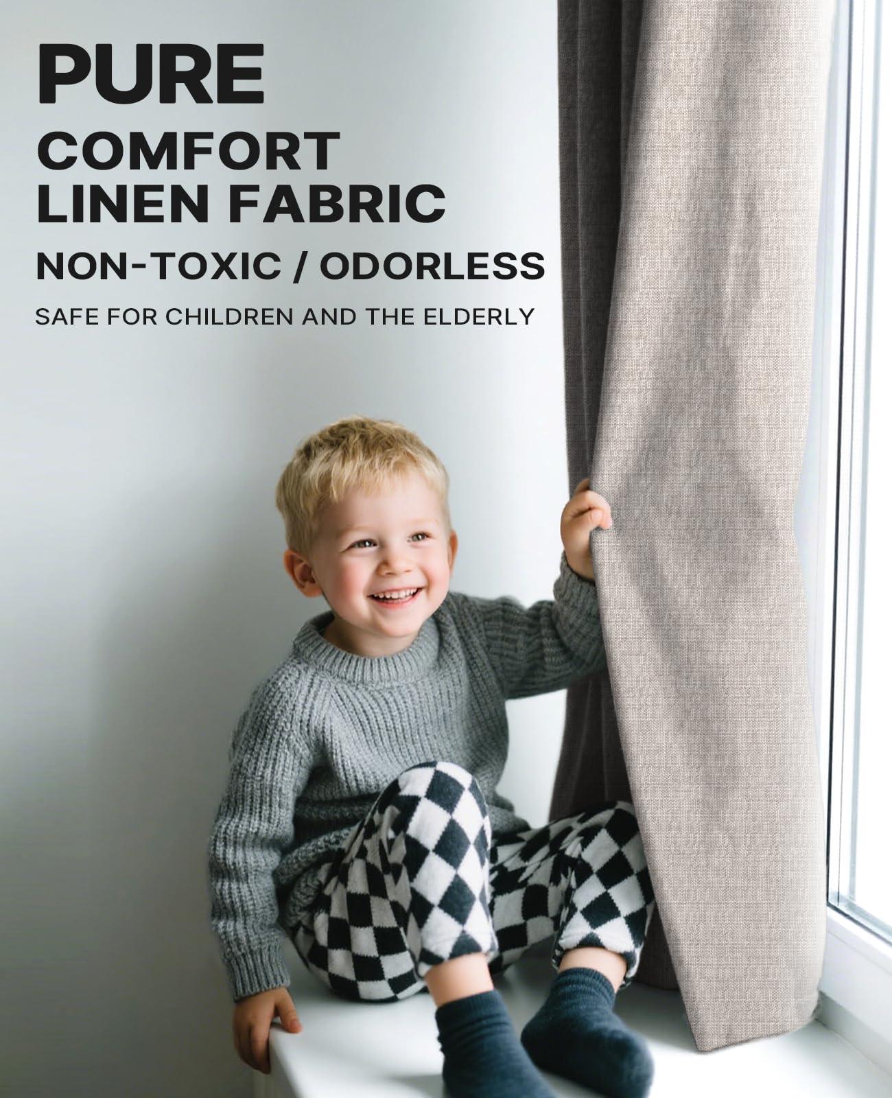 Gleantdeco 96 Inch Long Natural Linen Pinch Pleated 100% Blackout Curtains & Drapes,Bedroom/Livingroom Farmhouse Curtains 2 Panel Sets,Room Darkening Thermal Insulated Window Curtain - Image 4