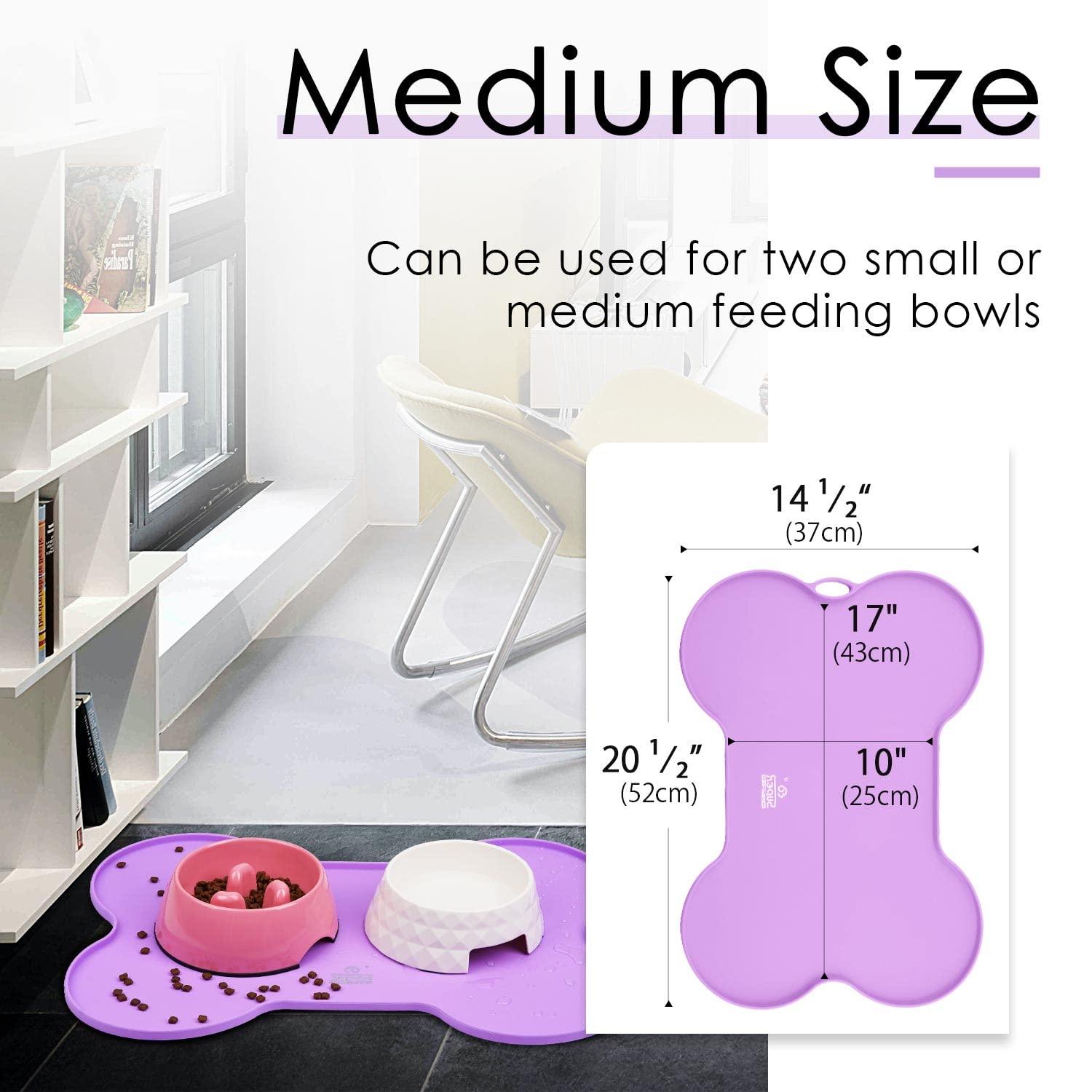 Super Design Dog Food Mat Dog Bowl Mat for Food and Water Silicone Non Spill Cat Feeding Mat Puppy Placemat Waterproof - 20.5" x 14.5", Purple - Image 6