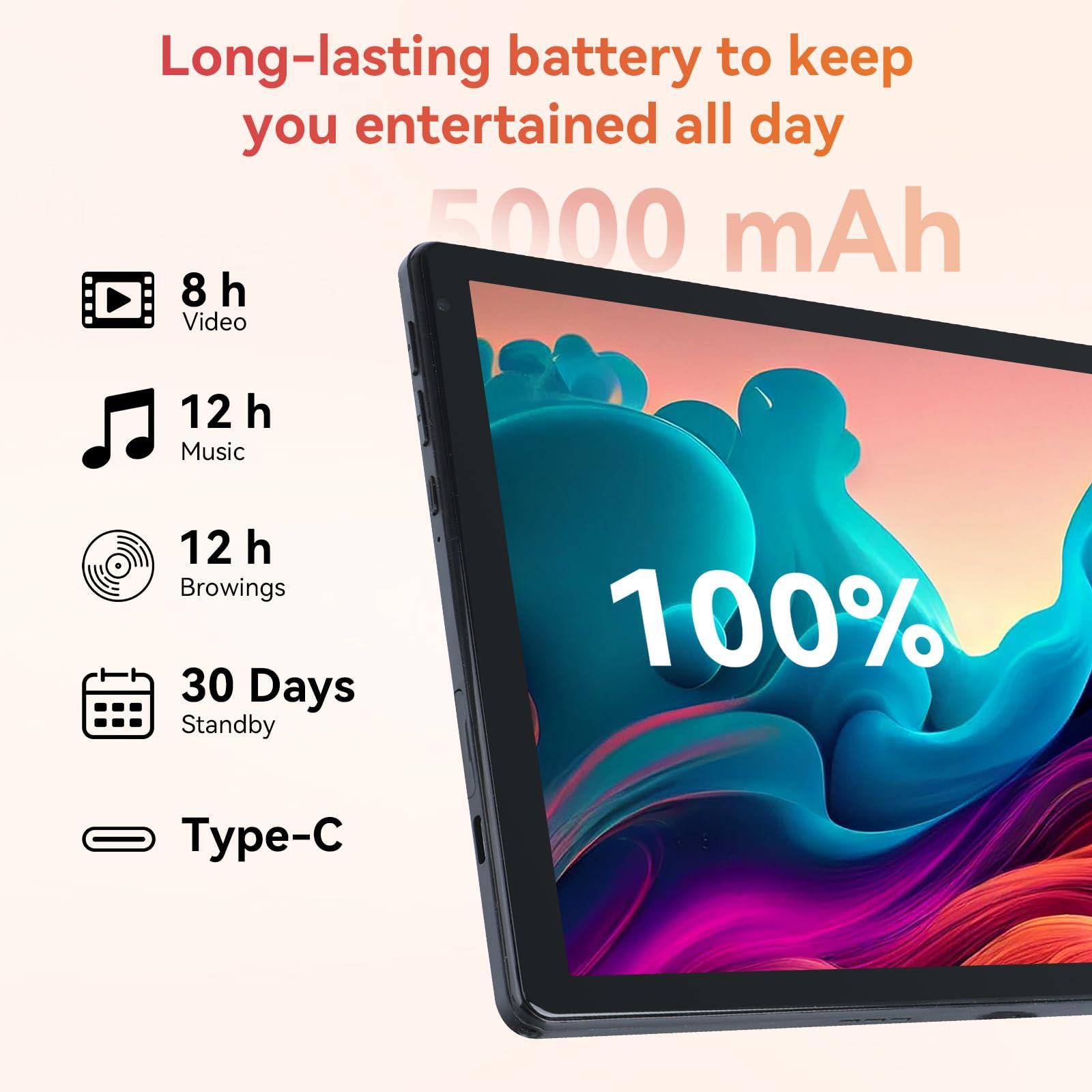 Tablet,10.1" Android Tablet with Octa-core Processor 10GB RAM 128GB ROM HD IPS Touchscreen 8H Battery, Wi-Fi 6, BT 5.0, Dual Camera, Google Tablets 2025 - Image 4