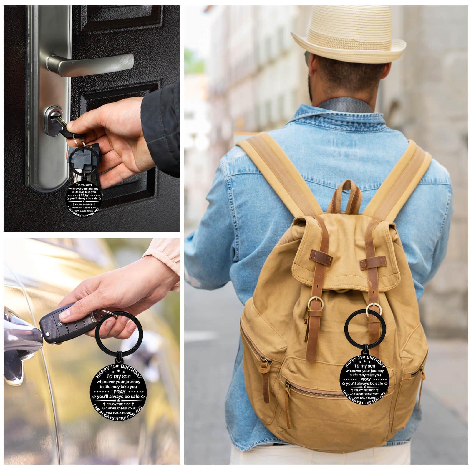 YYQX Son Gifts from Mom Dad to Son keychain Teen Adult Sons Birthday Graduation Christmas Gifts - Image 3