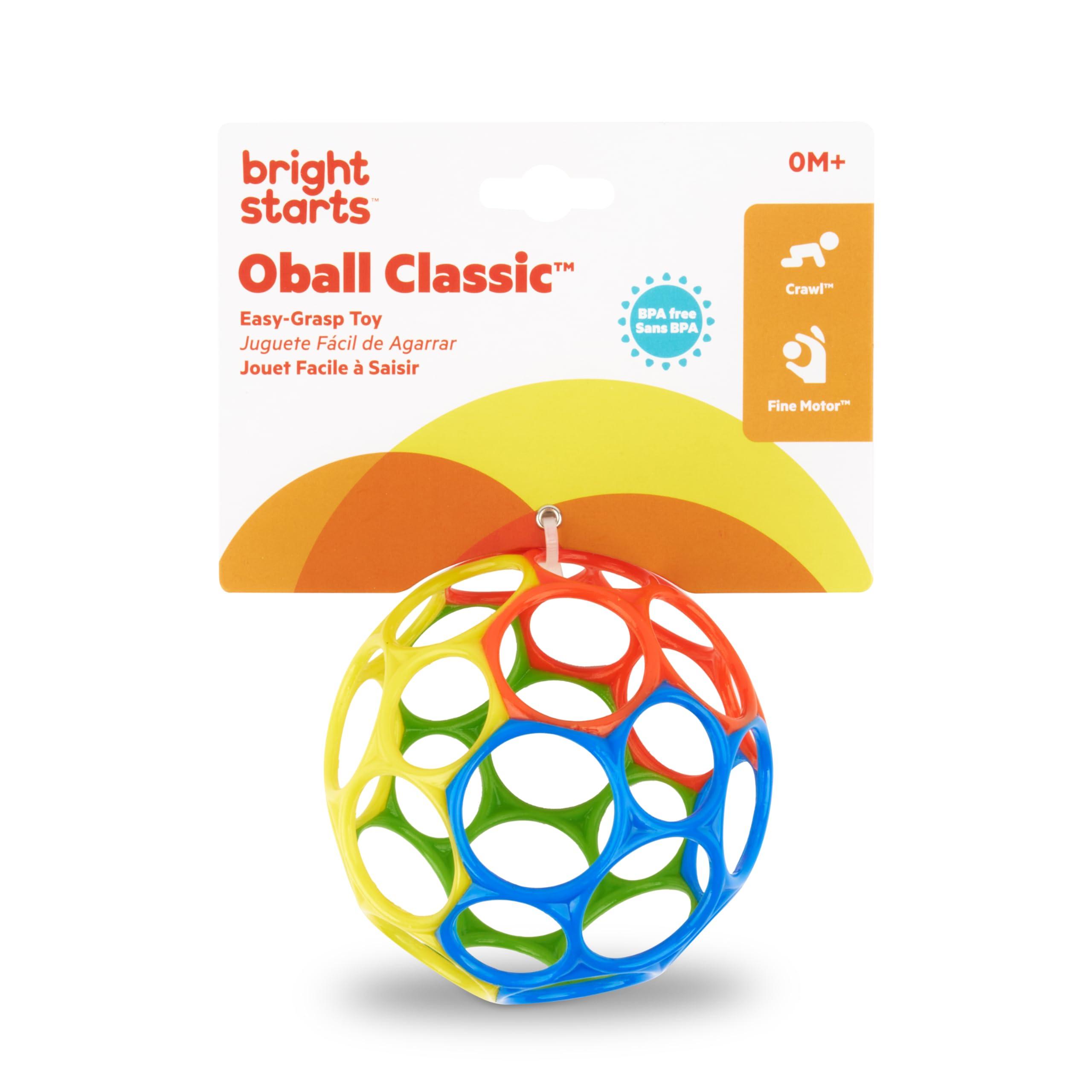 Bright Starts Oball Easy Grasp Classic Ball BPA-Free Infant Toy in Red, Yellow, Green, Blue, Age Newborn and up, 4 Inches - Image 3