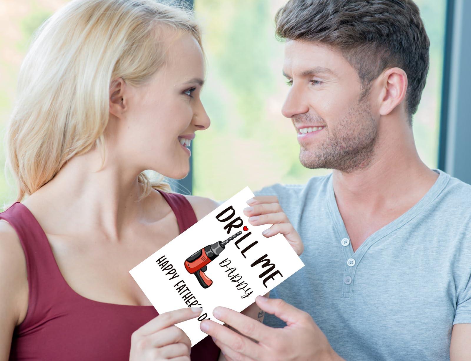 JUESMOS Funny Fathers Day Card for Husband Boyfriend Him Drill Me Daddy Sexy Naughty Fathers Day Card for Husband Boyfriend Fiance from Spouse Wife - DILF Daddy - Naughty Kinky Handy Man Gift - Image 5