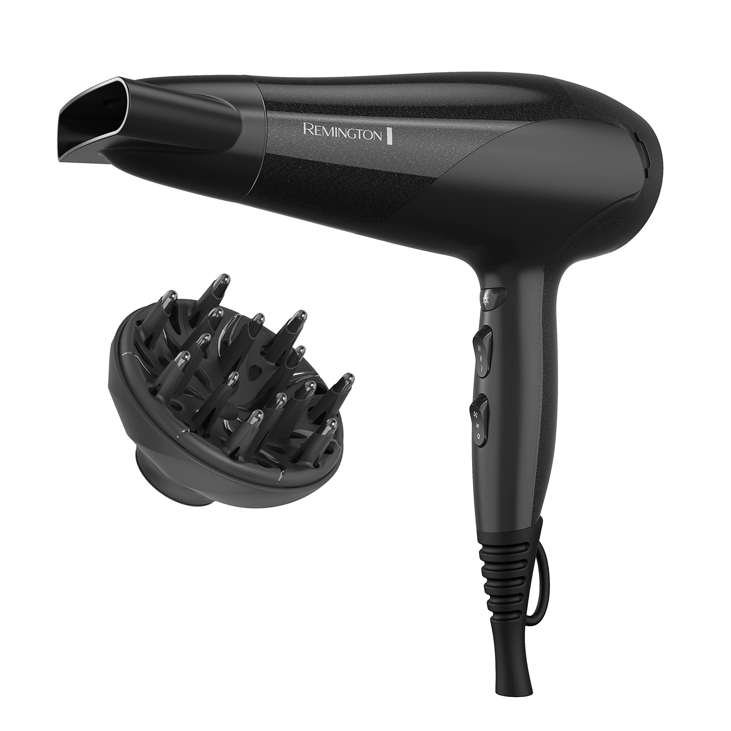 Remington Damage Protection Hair Dryer, Ceramic Ionic Tourmaline Technology, Diffuser, Concentrator, 3 Piece Set, Black
