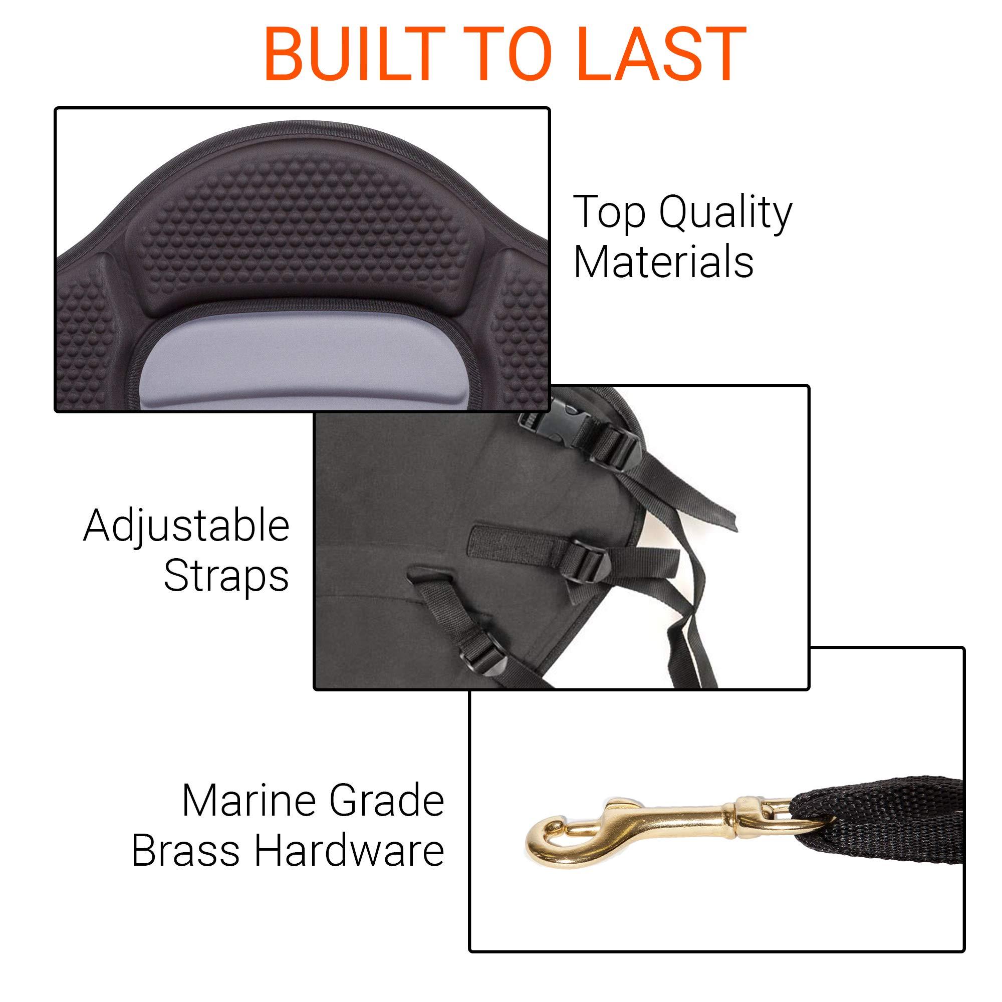 BKC UH-PS223 Universal Sit-On-Top Premium Memory Foam Padded Kayak Seat and Backrest with Adjustable Straps for Kayaking and Fishing by Brooklyn Kayak Company - Image 4