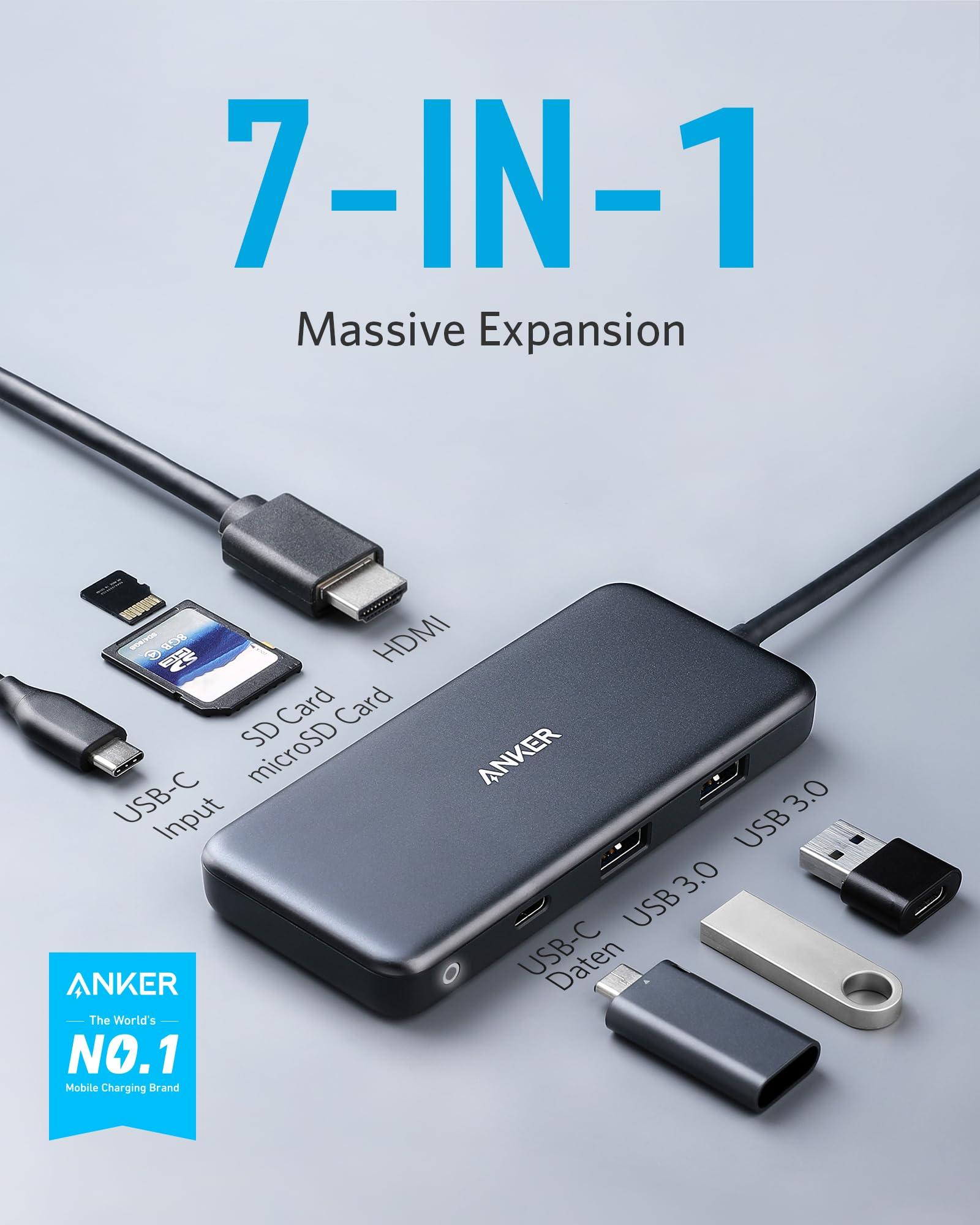 Anker USB C Hub (7-in-1), with 4K HDMI, 100W Power Delivery, USB-C and 2 USB-A 5Gbps Data Ports, microSD and SD Card Reader, for MacBook Air, MacBook Pro, XPS, and More - Image 7