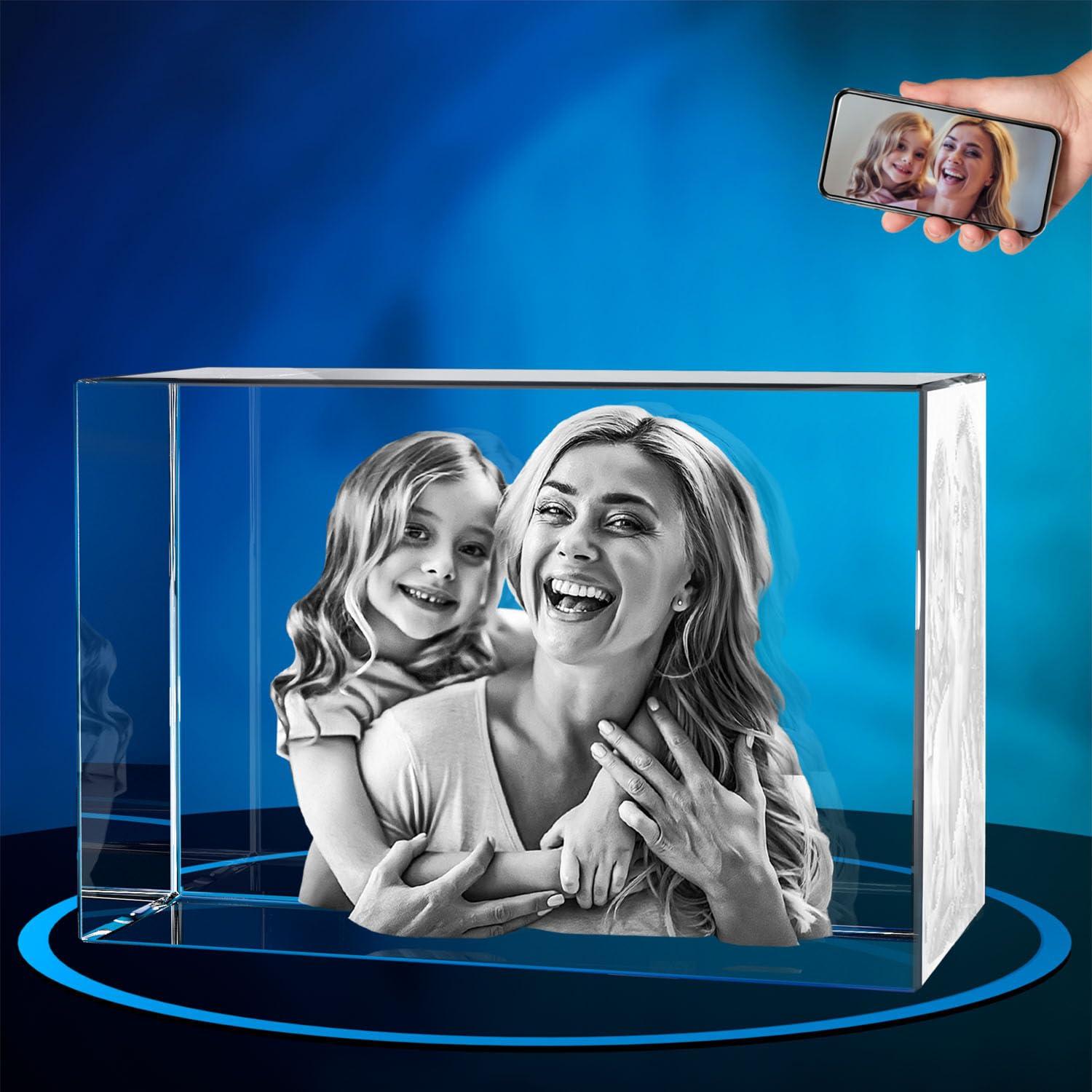 ArtPix 3D Crystal Photo, Personalized Gifts for Father, Dad, Women, Wife, Her, Grandpa, Great Customized Gift With Your Own Photo, Custom 3D Etched Engraved, Couples Gifts